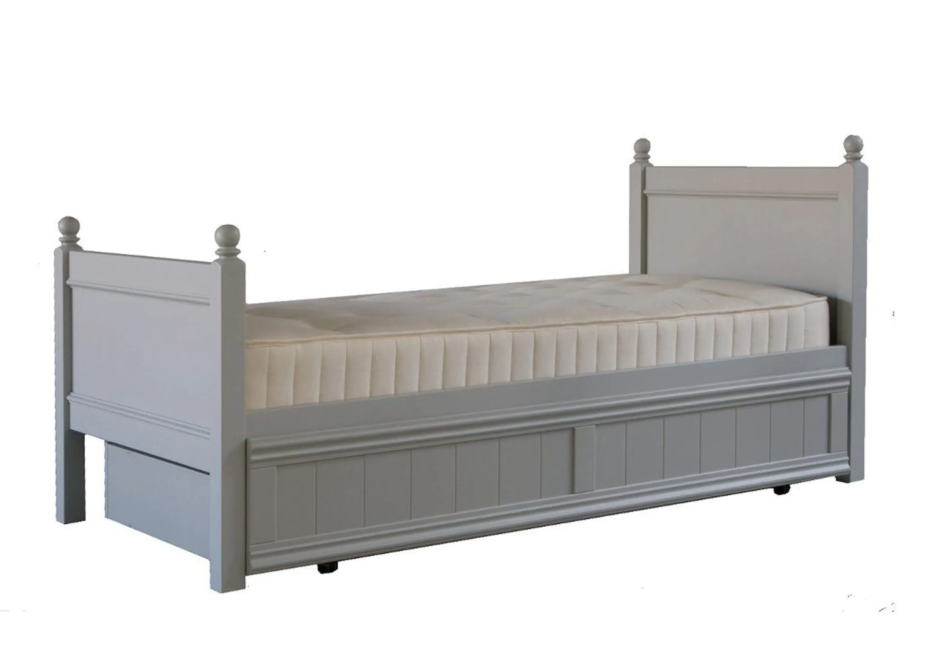 Single Bed Frame with Trundle - Grey, Hardwood