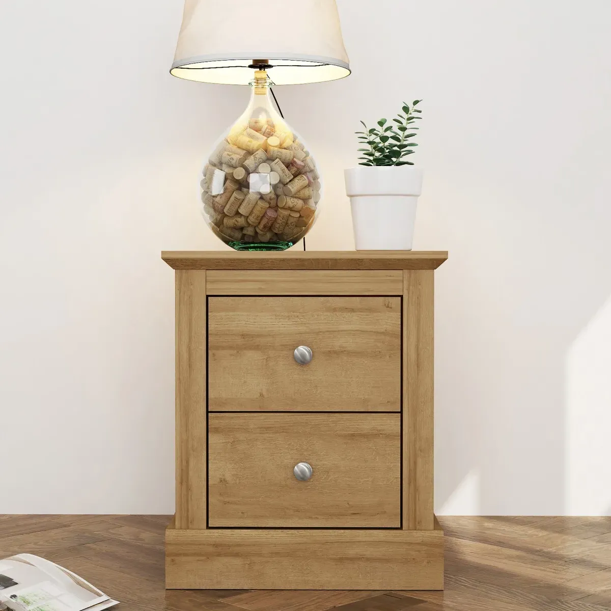 2 Drawer Bedside Cabinet - Oak image