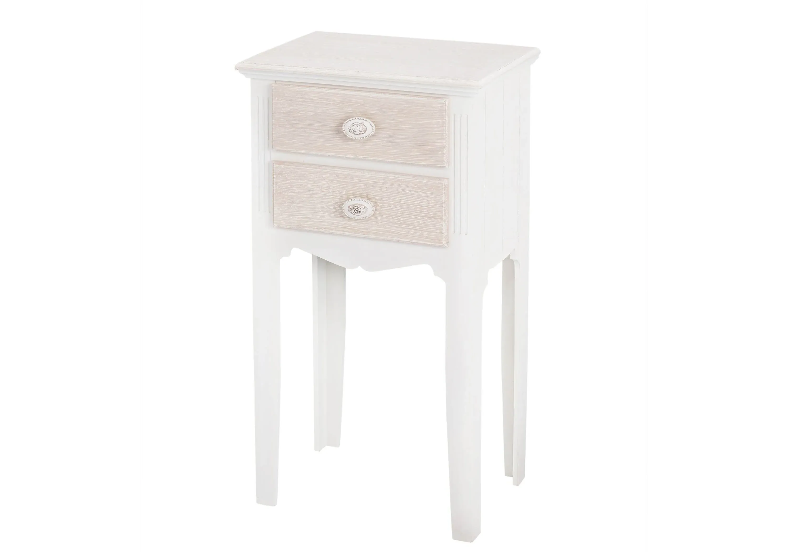 2 Drawer Bedside Table - White, Oak image