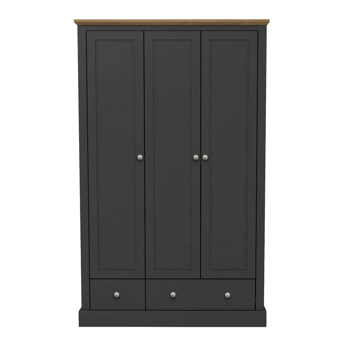 3-Door 2-Drawer Wardrobe - Charcoal, MDF image