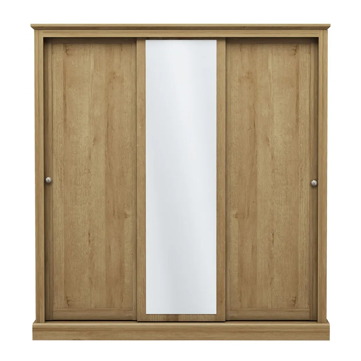 3-Door Sliding Wardrobe with Mirror - Oak, MDF