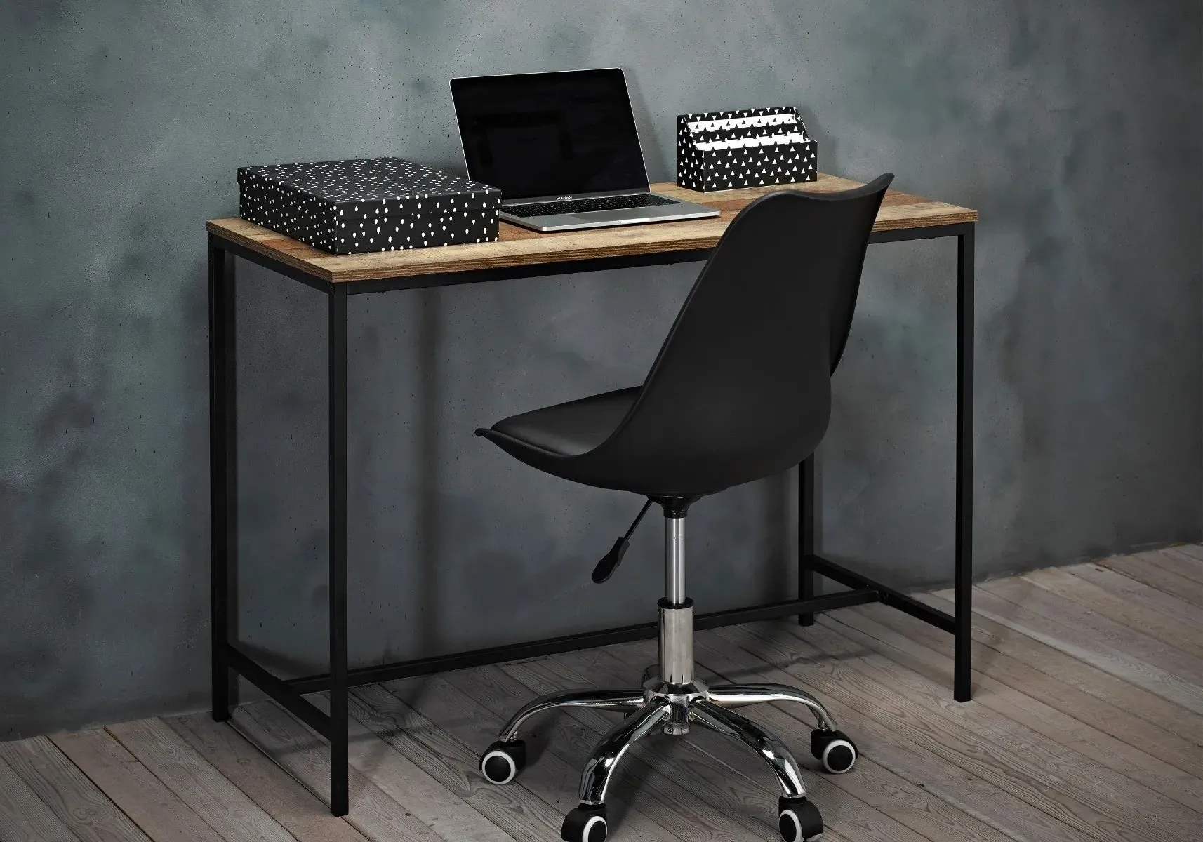 Desk with Metal Frame - Oak, Wood