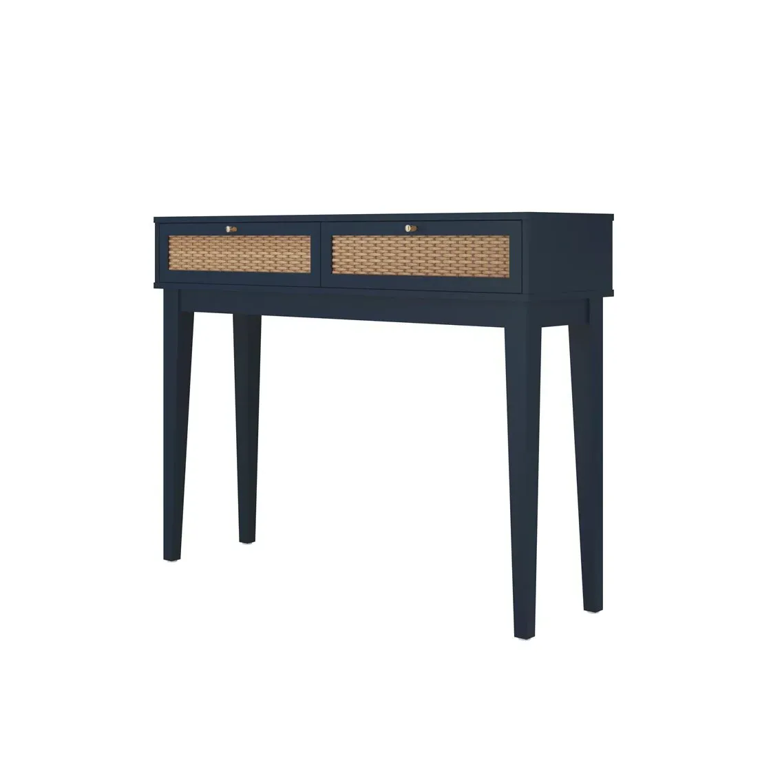 Dressing Table with Rattan Drawers - Blue, Wood