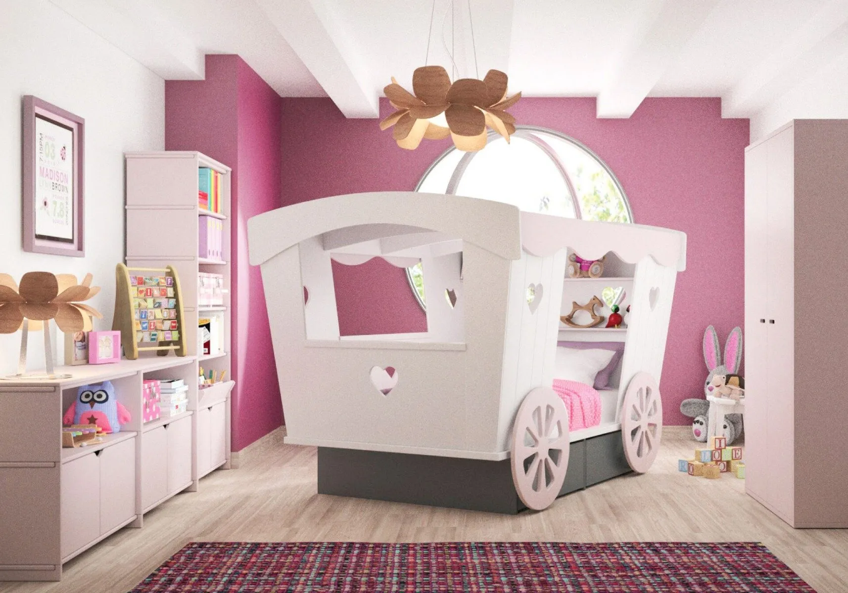 Carriage Bed with Storage Drawers - Wood image