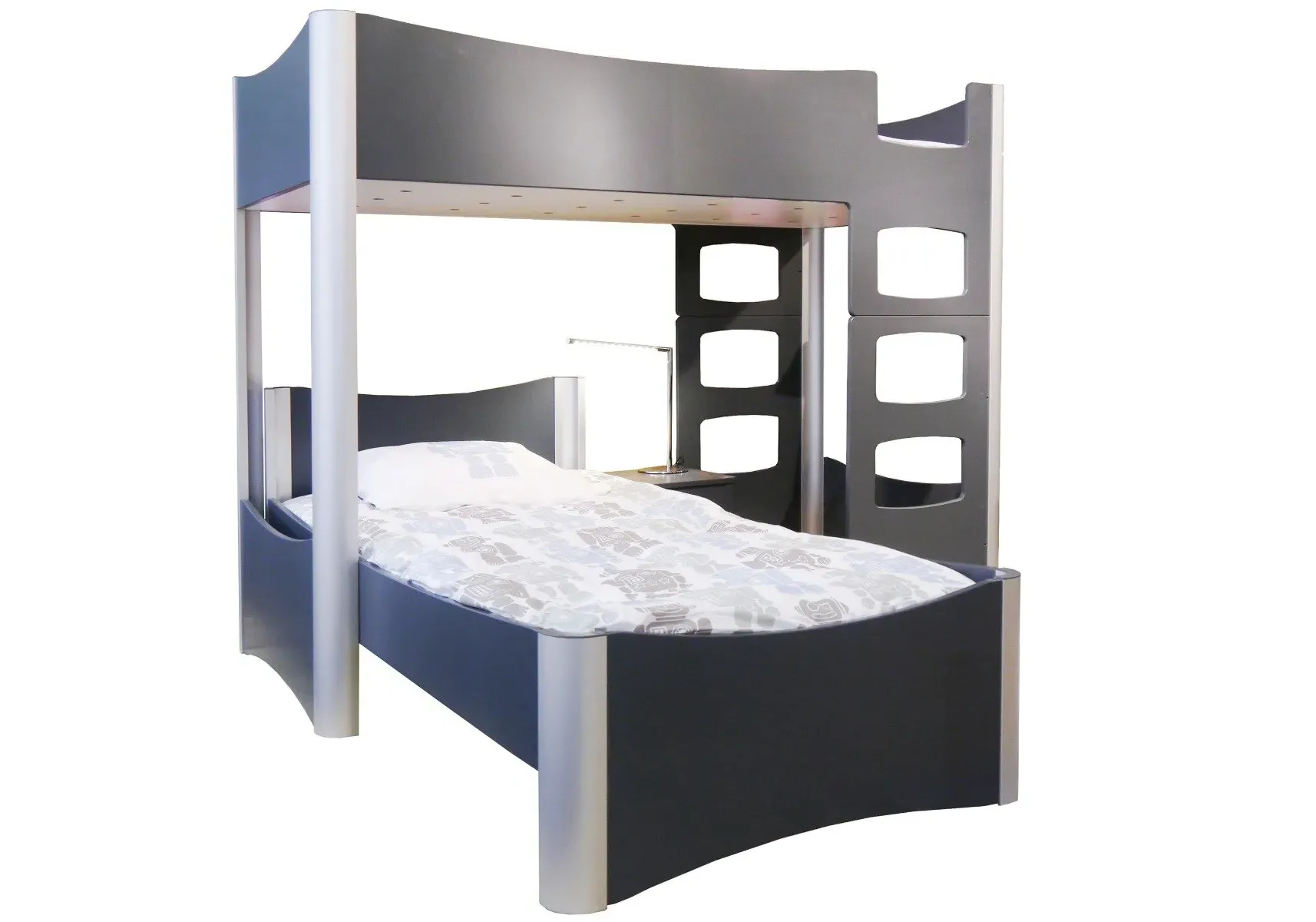 High Sleeper Bed with Ladder - Azur Blue, Metal