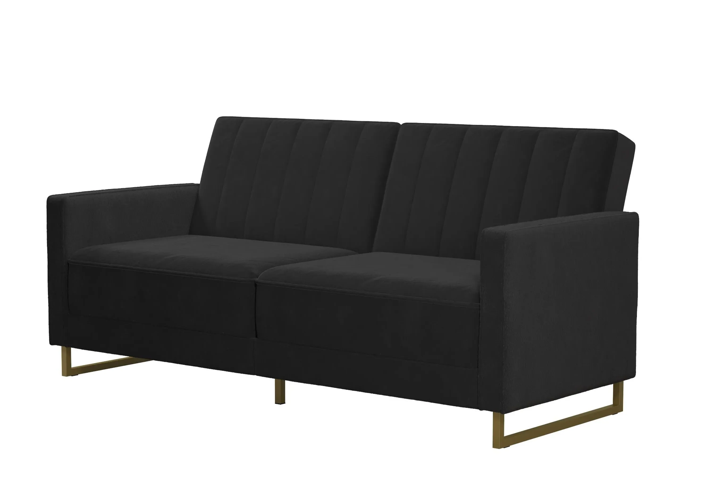 Convertible Sofa Bed with Storage - Black, Velvet image