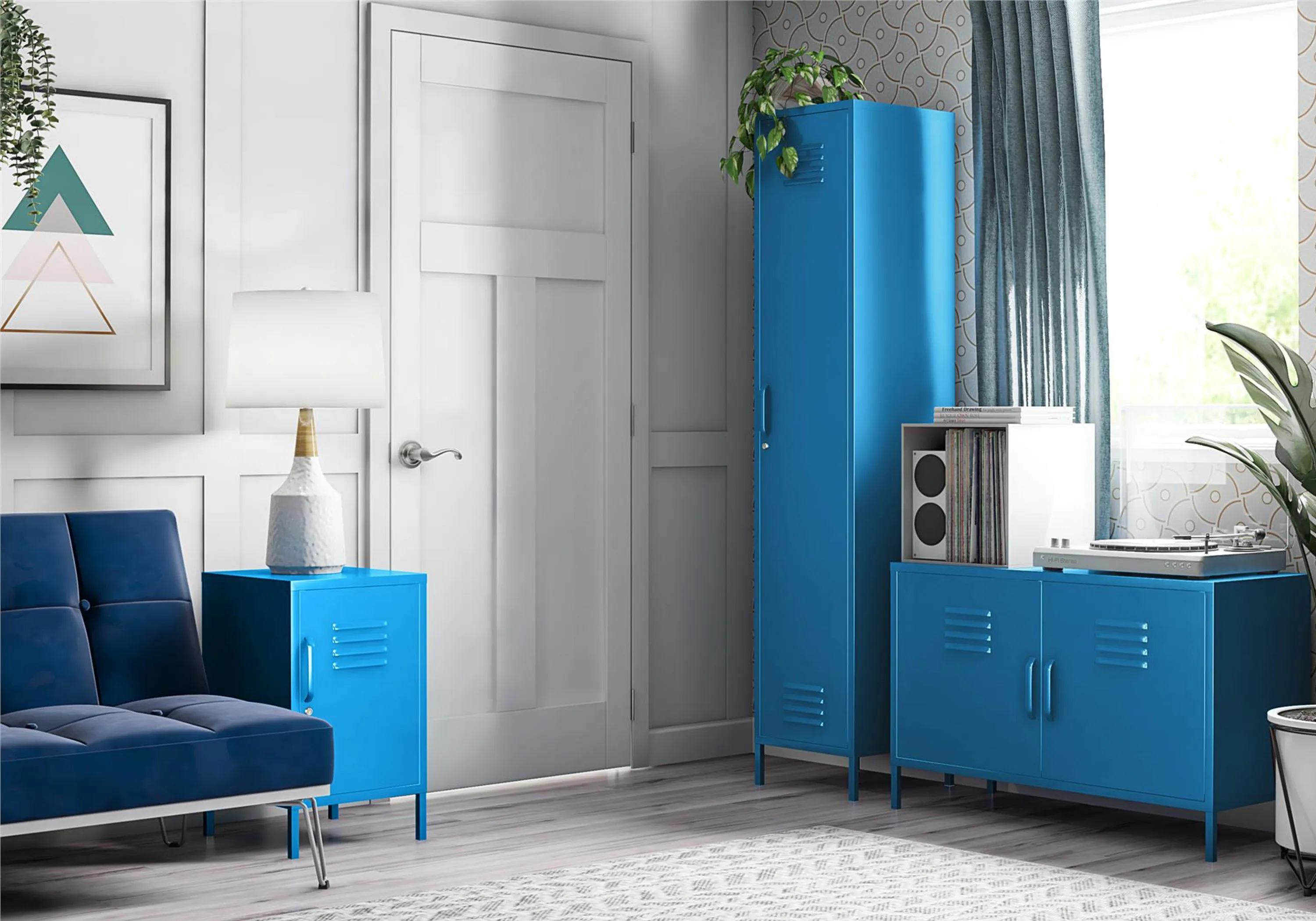Single Locker Storage Cabinet - Blue, Metal image
