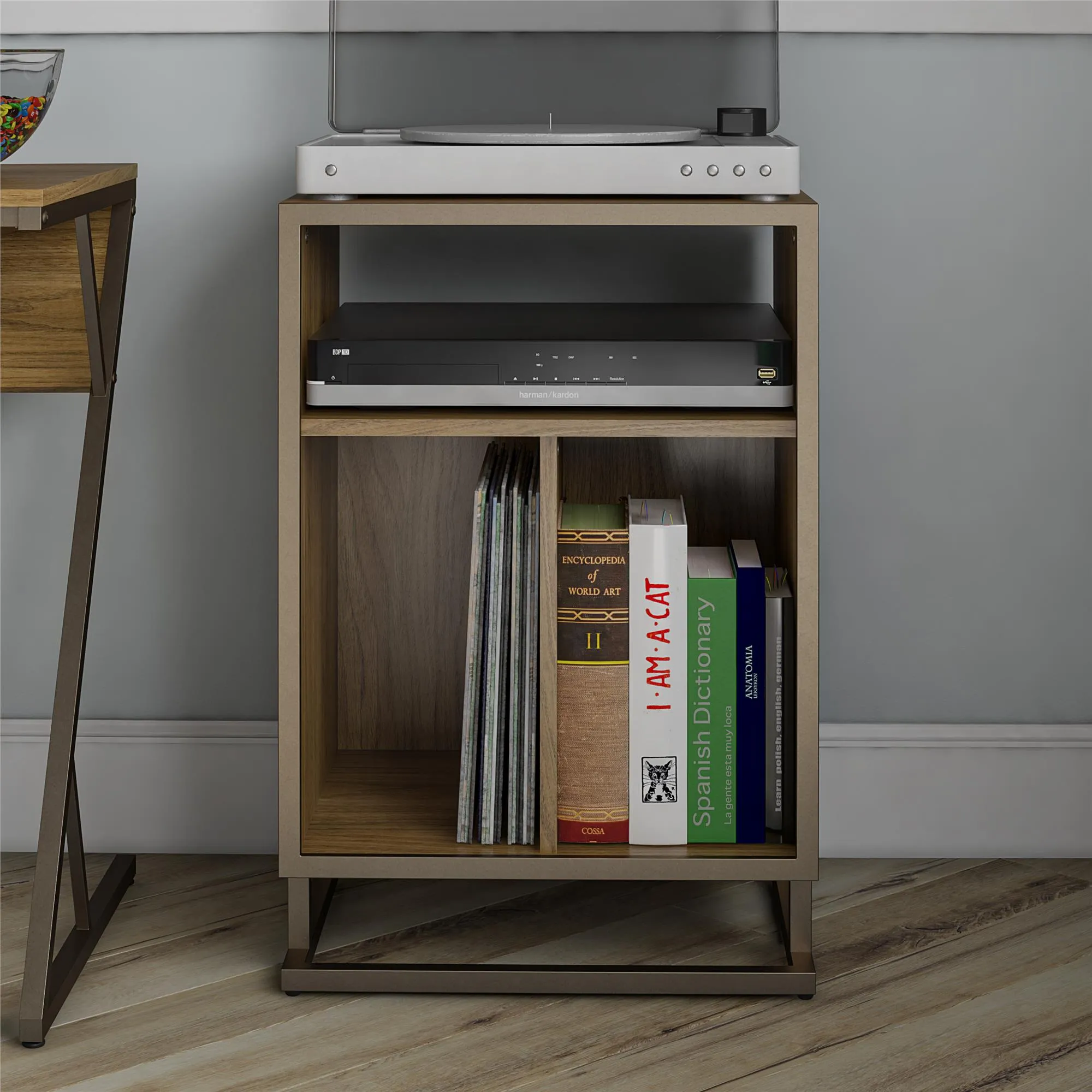 Turntable Stand with Storage - Walnut image