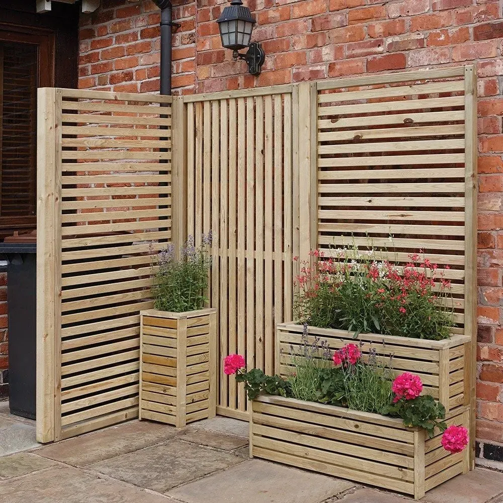 2-Pack Garden Screen with Slats - Natural, Timber image