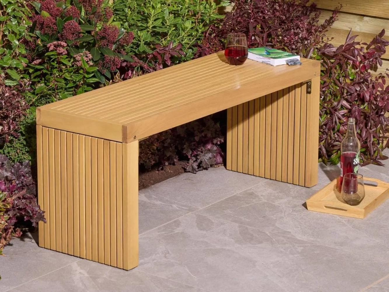 2-Seater Bench with Slats - Brown, Eucalyptus image
