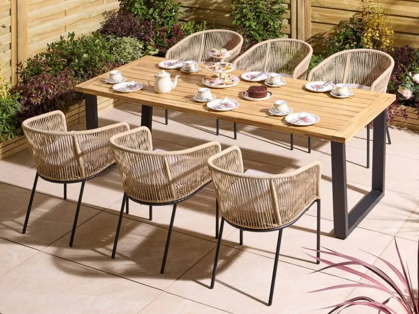 6-Seat Dining Set with 210cm Table - Acacia