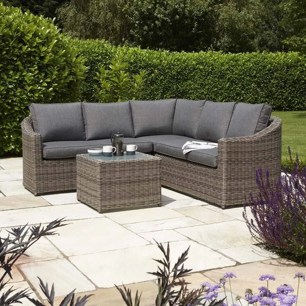 Corner Sofa Set with Table - Natural, Rattan