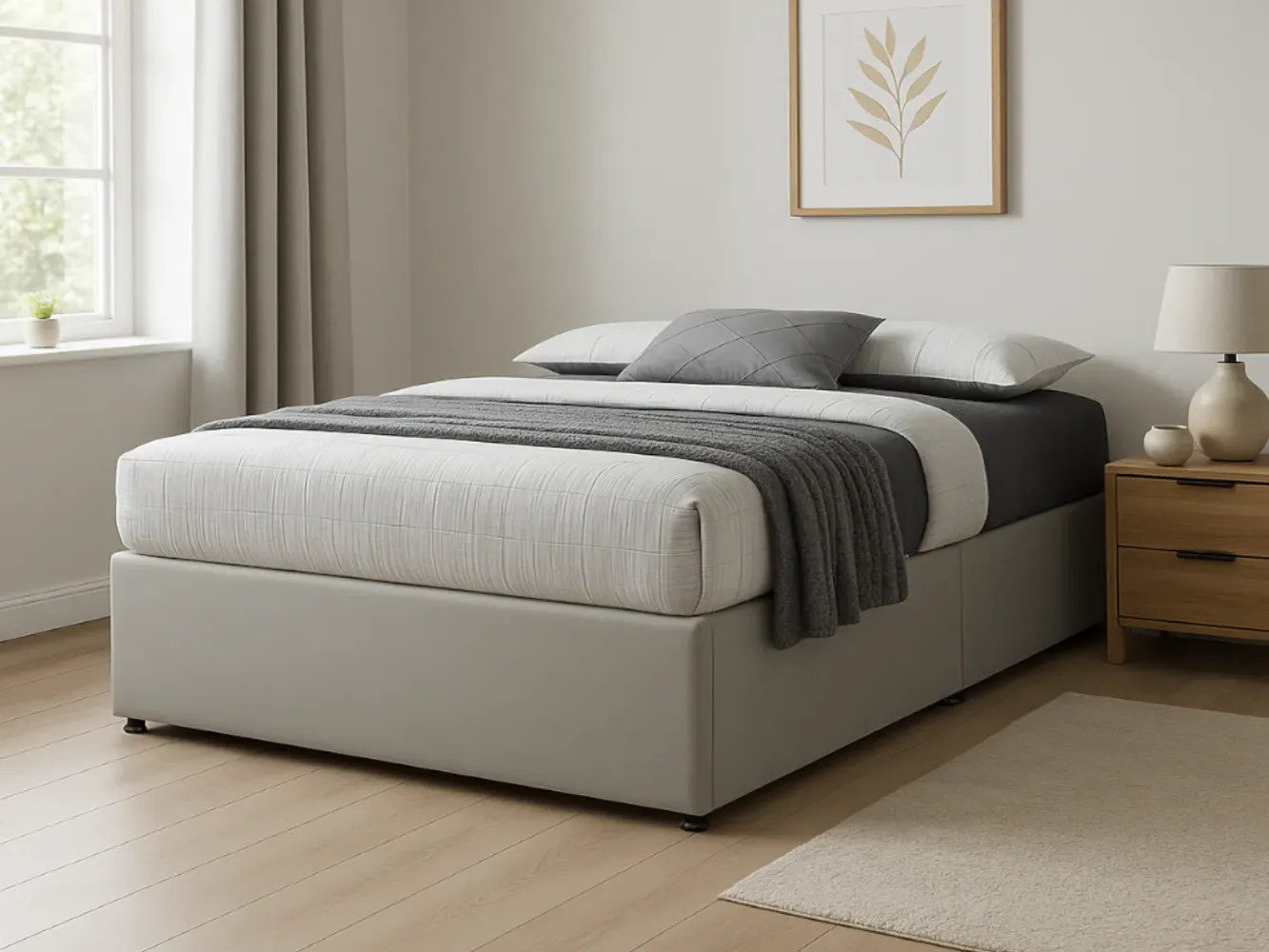 King Size Divan Bed Base Flat-Pack - Grey, Velvet