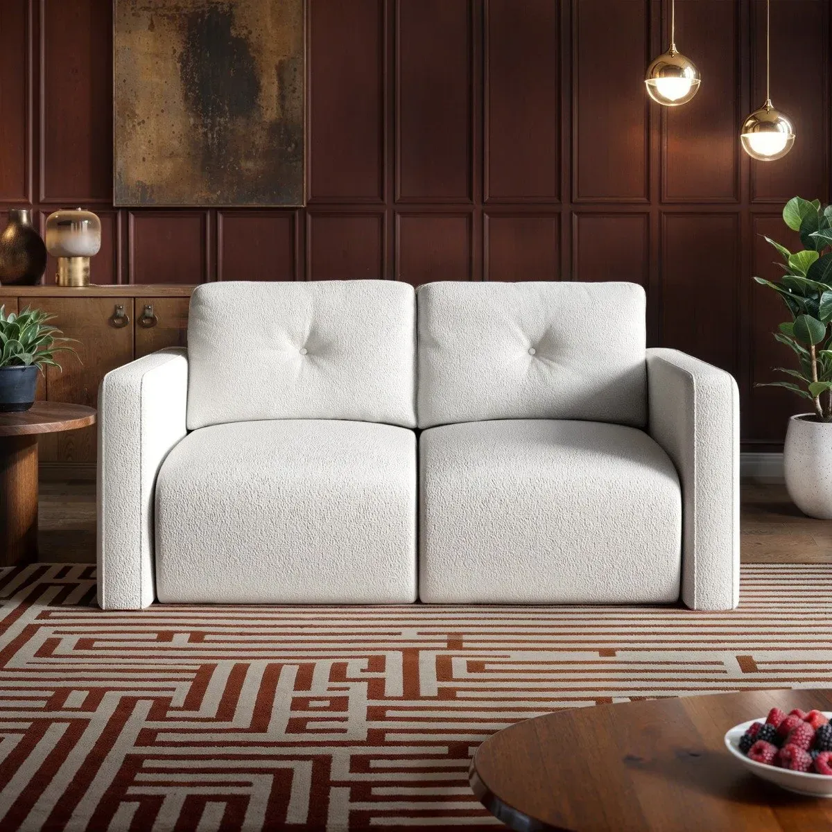 2-Seater Sofa with Button Tufting - Beige, Chenille image