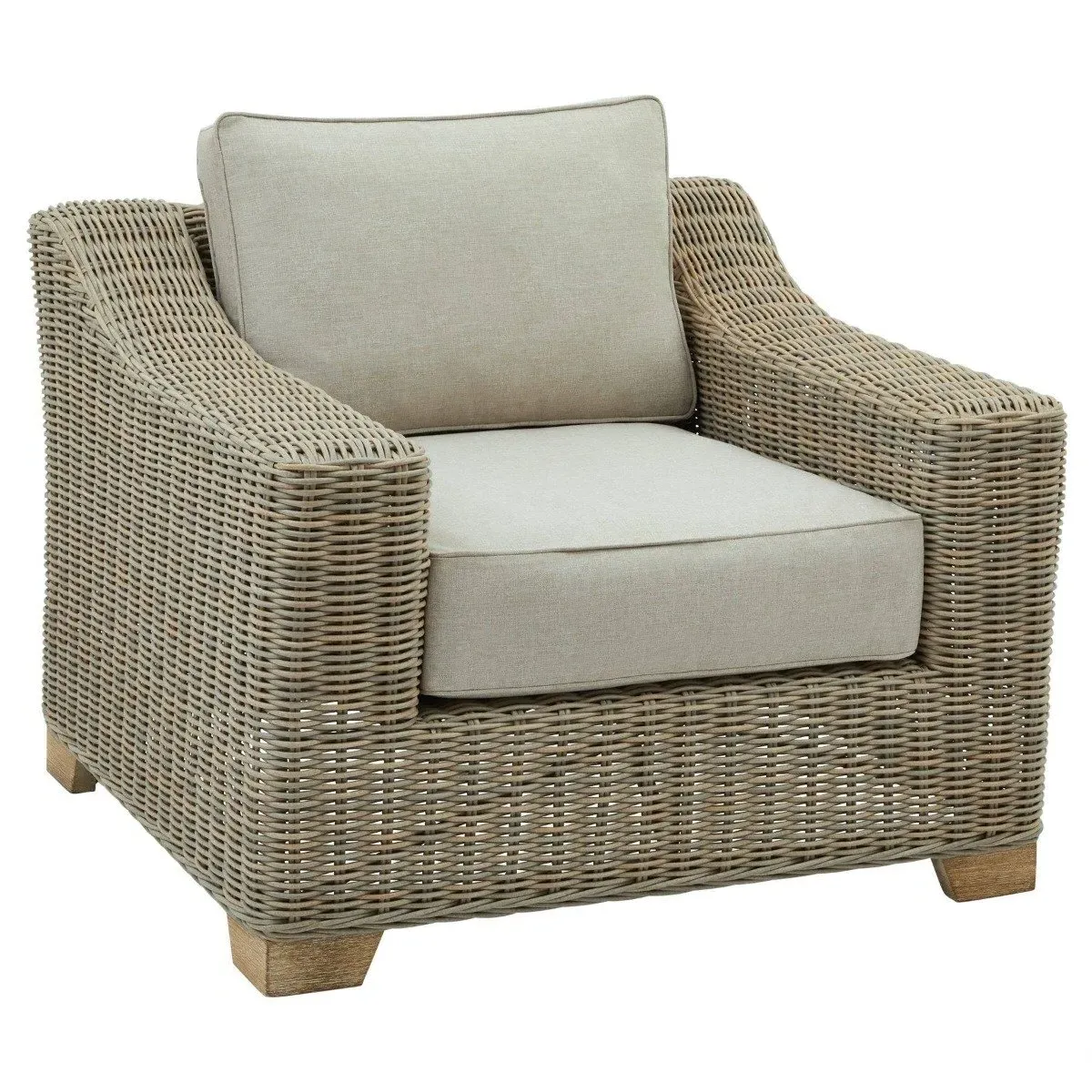 Outdoor Armchair - Beige, HDPE Wicker