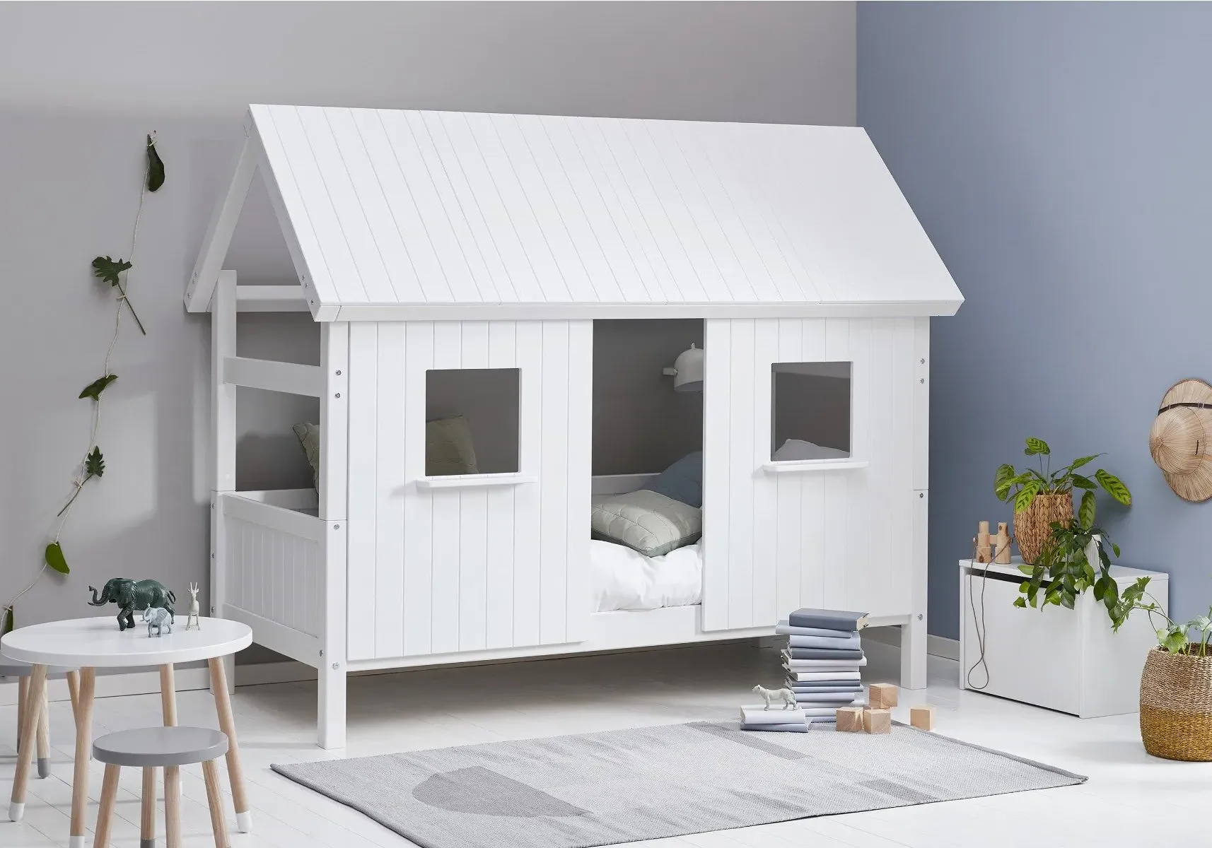 Nordic Playhouse Bed Frame - White, Pine image
