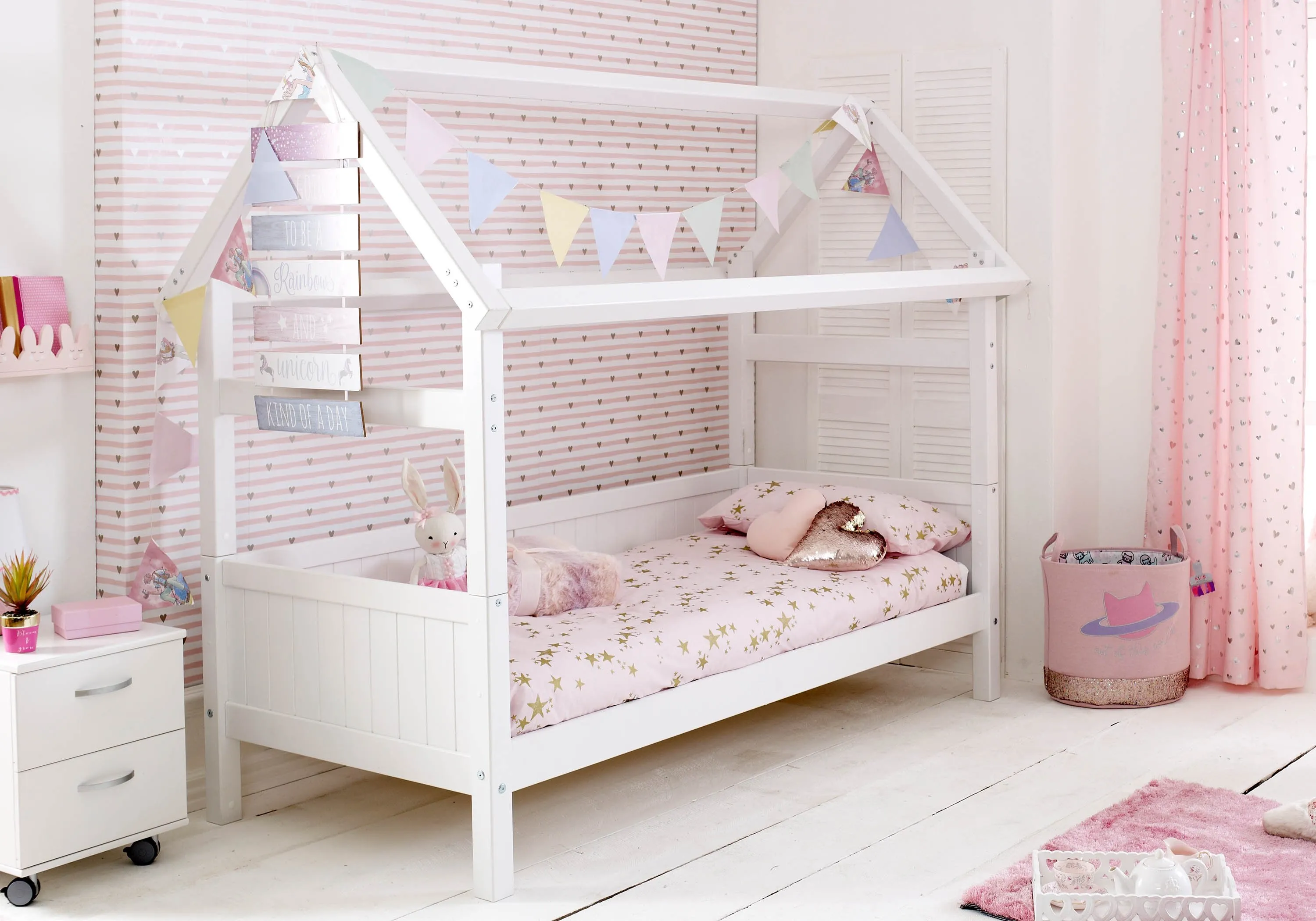 Playhouse Bed Frame - White, Pine