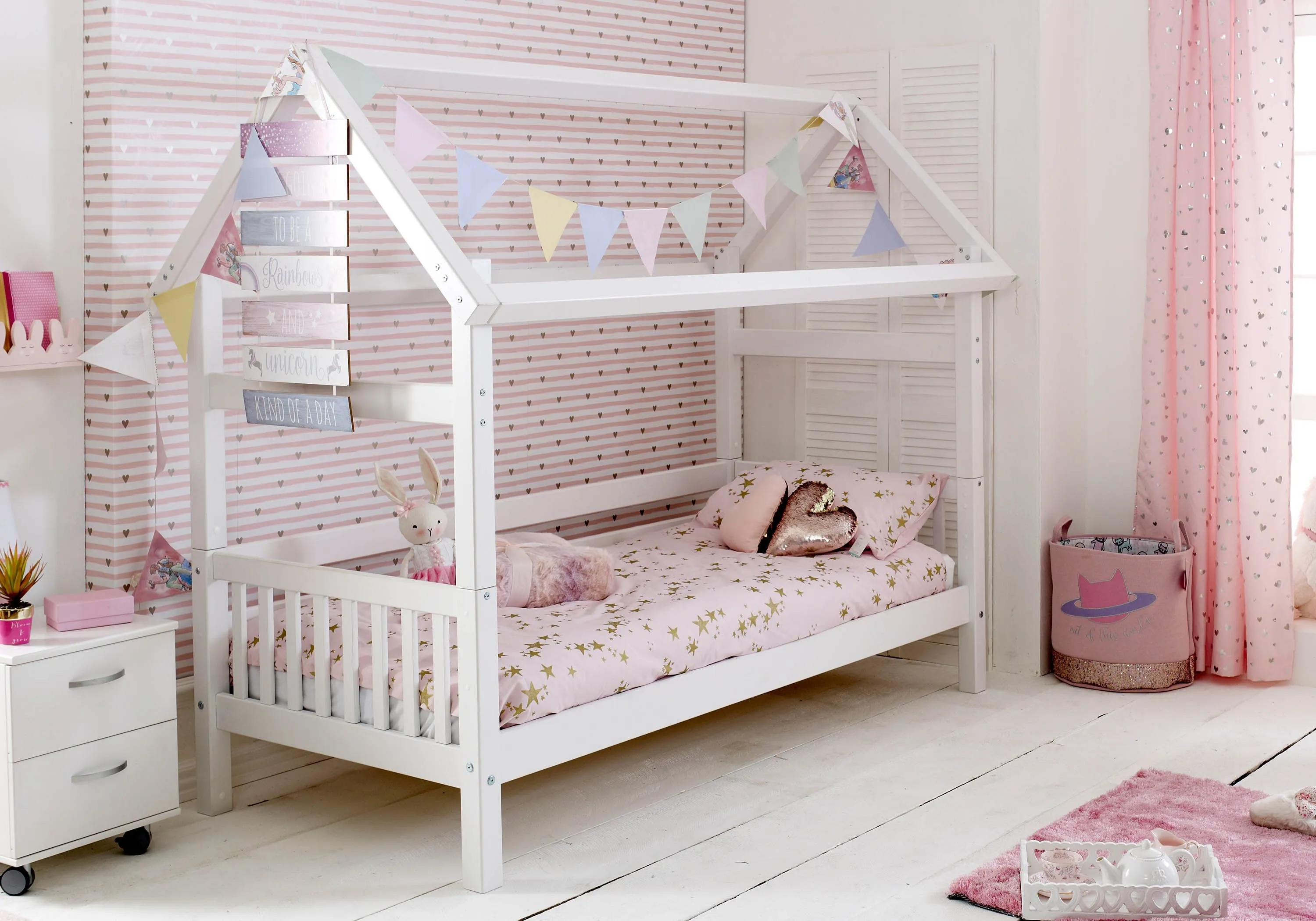 Playhouse Bed Frame - White, Pine