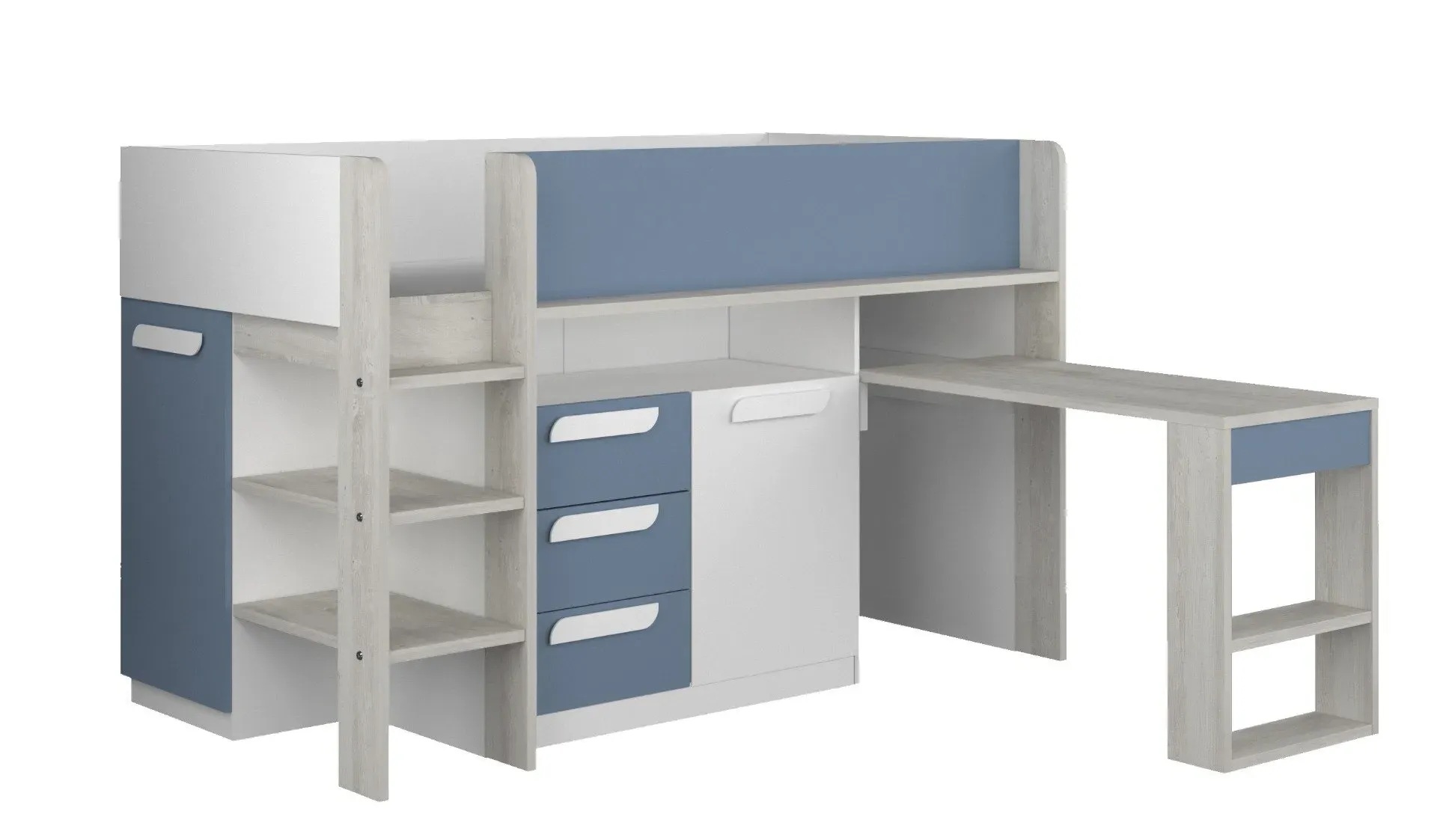 Mid Sleeper Bed with Storage - Blue, Wood image