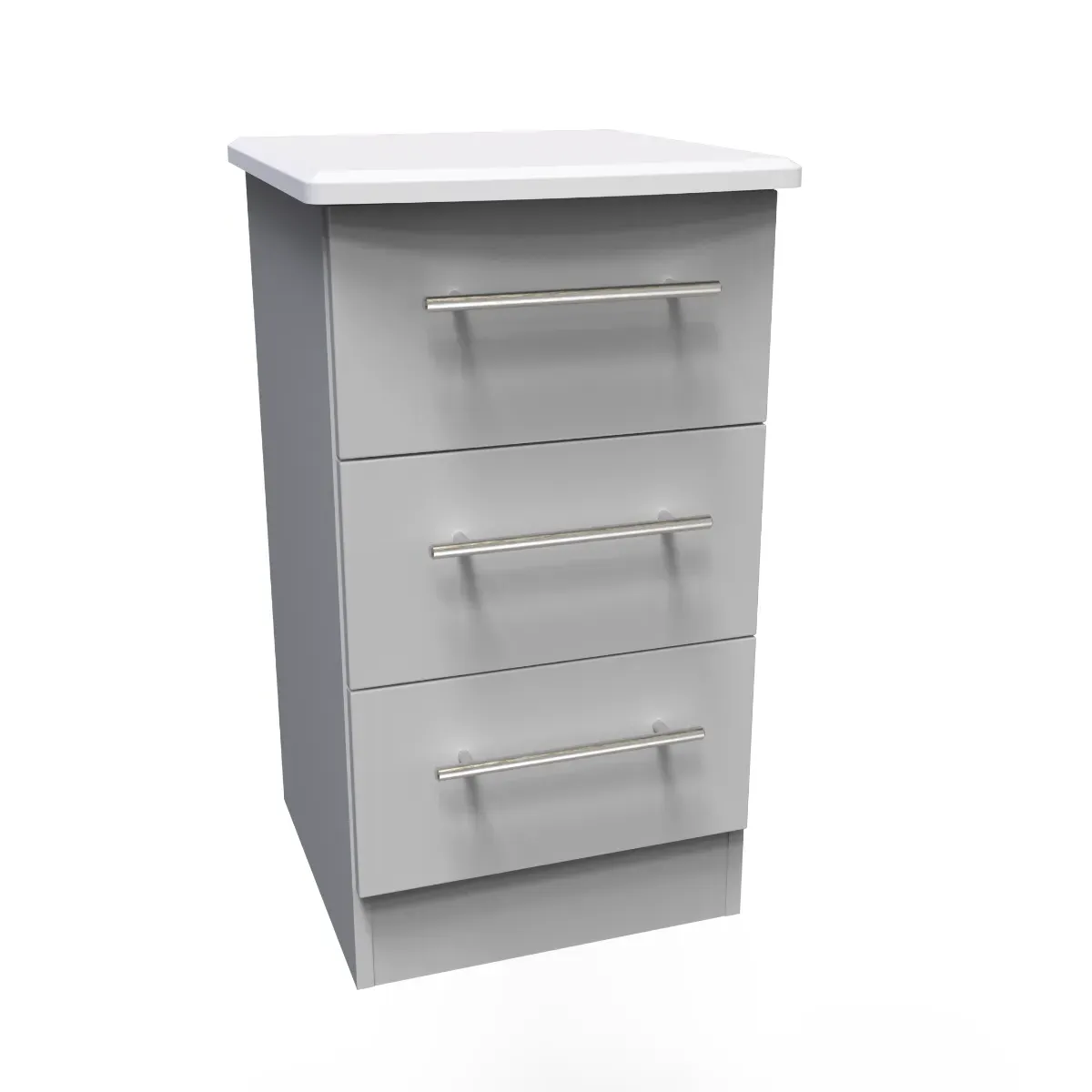 3-Drawer Locker with Metal Handles - Grey Matt