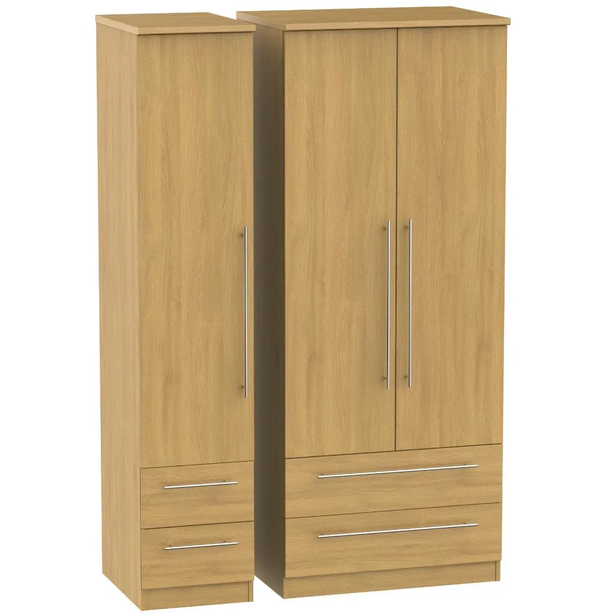 Triple Wardrobe with 2 Drawers - MDF