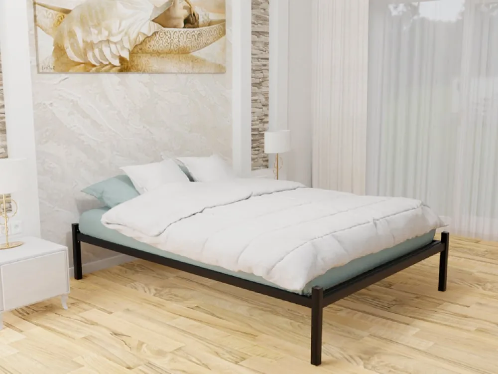 Single Bed Frame with Headboard Holes - Black image