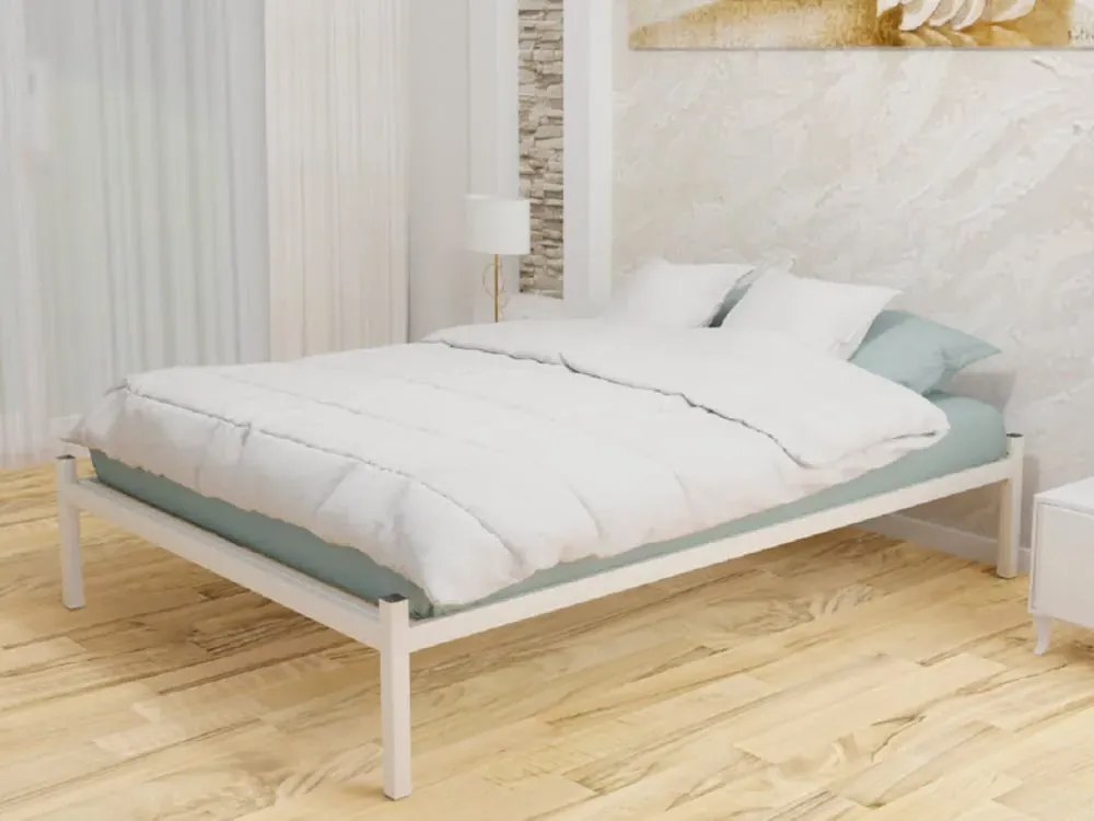 Super King Bed Frame with Headboard Holes - Ivory