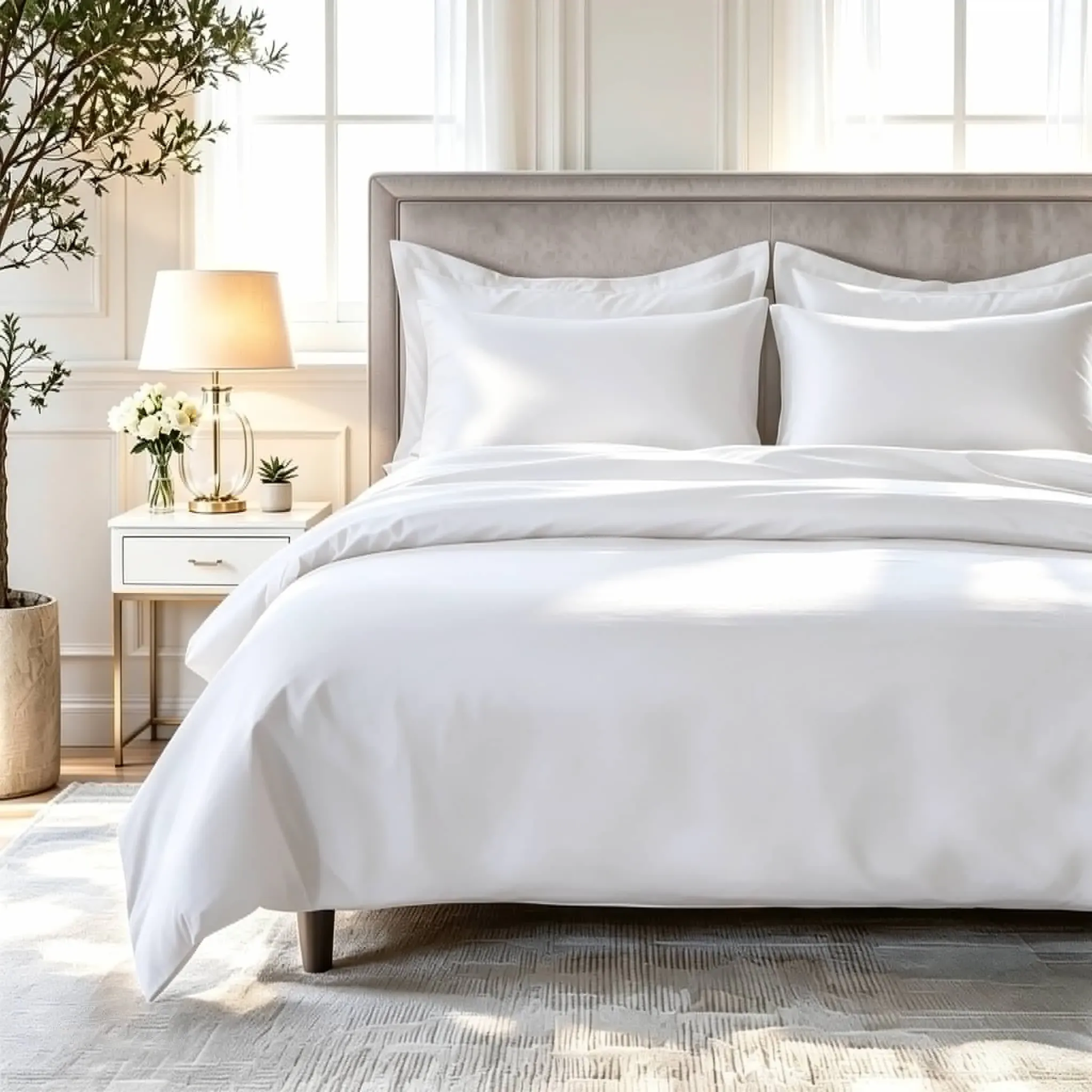 Grand Splendour Single Duvet Cover - White, Cotton Sateen product