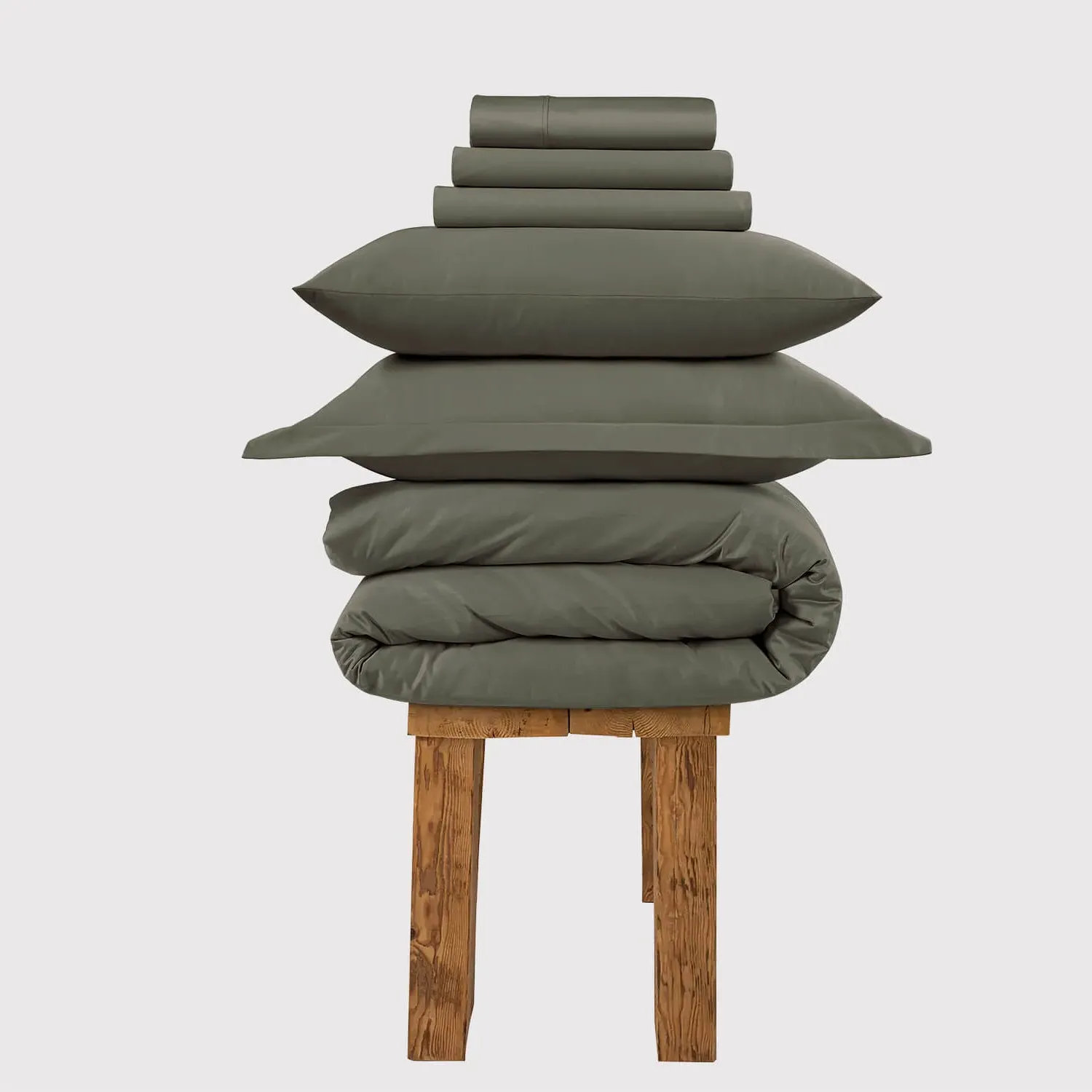 Double Bedding Set 300 Thread - Sage, Cotton