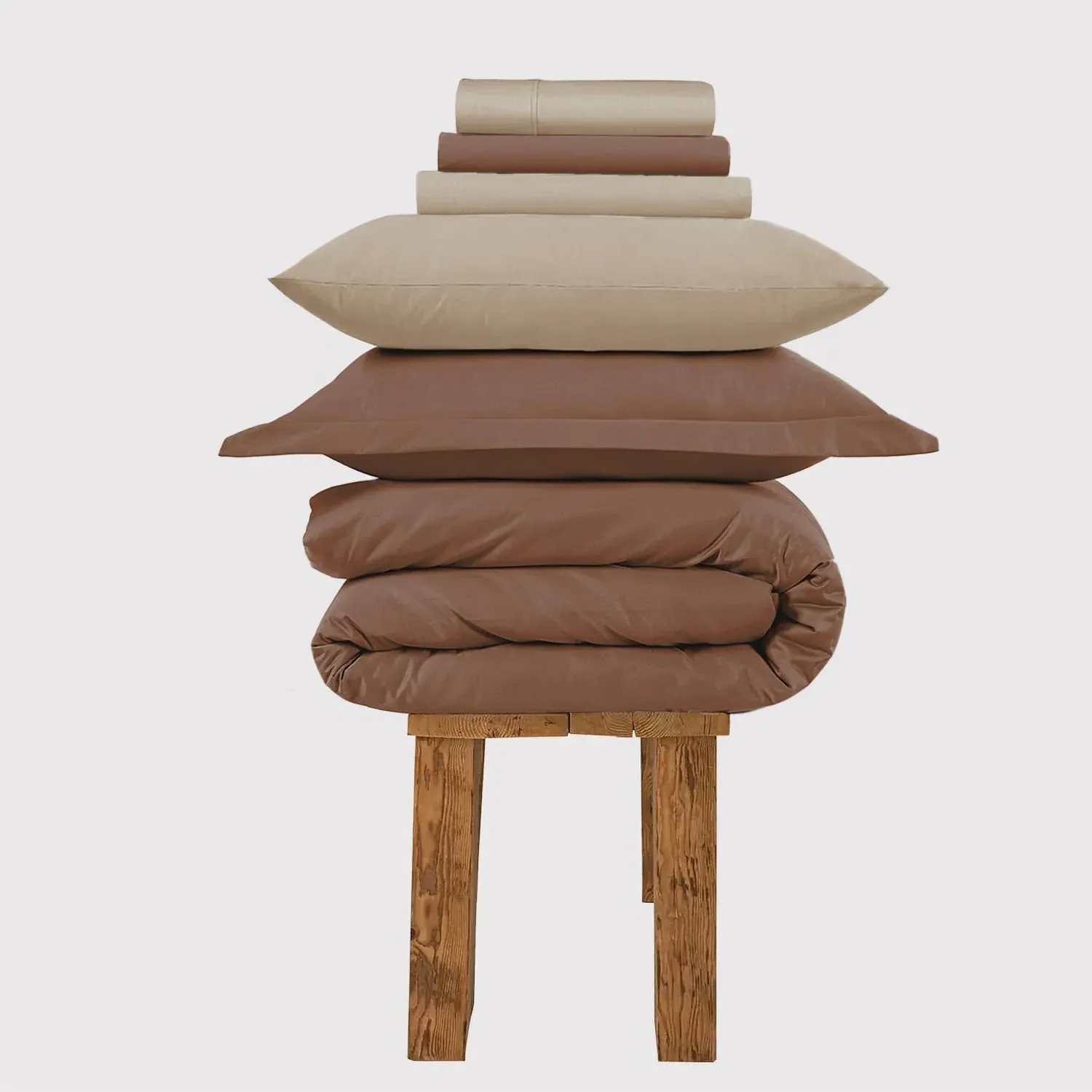 Double Bedding Set Crease-Resistant - Mocha, Cotton