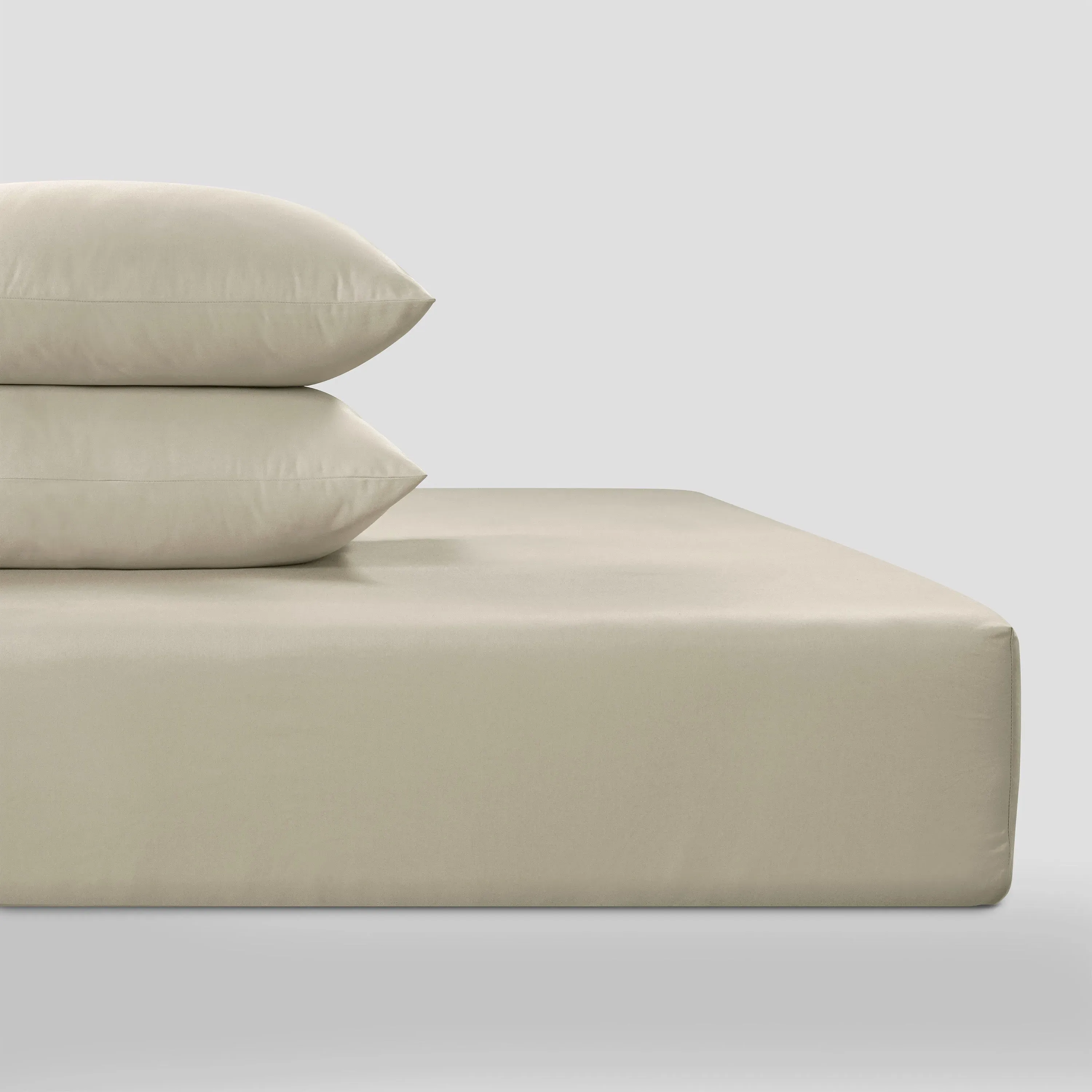 Double Fitted Sheet - Oatmeal, Cotton Percale