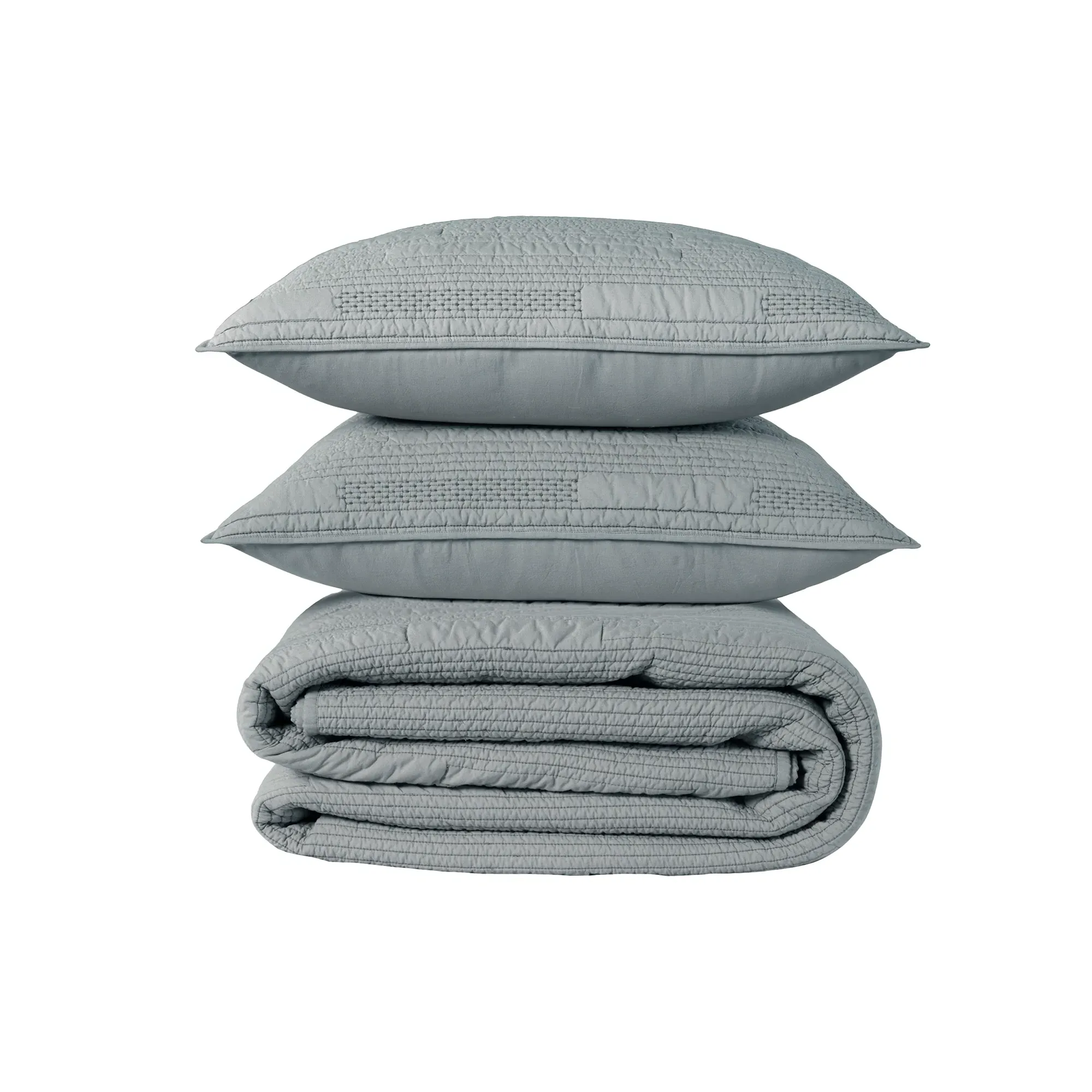 Emerson Single/Double Quilt Set - Grey, Cotton product
