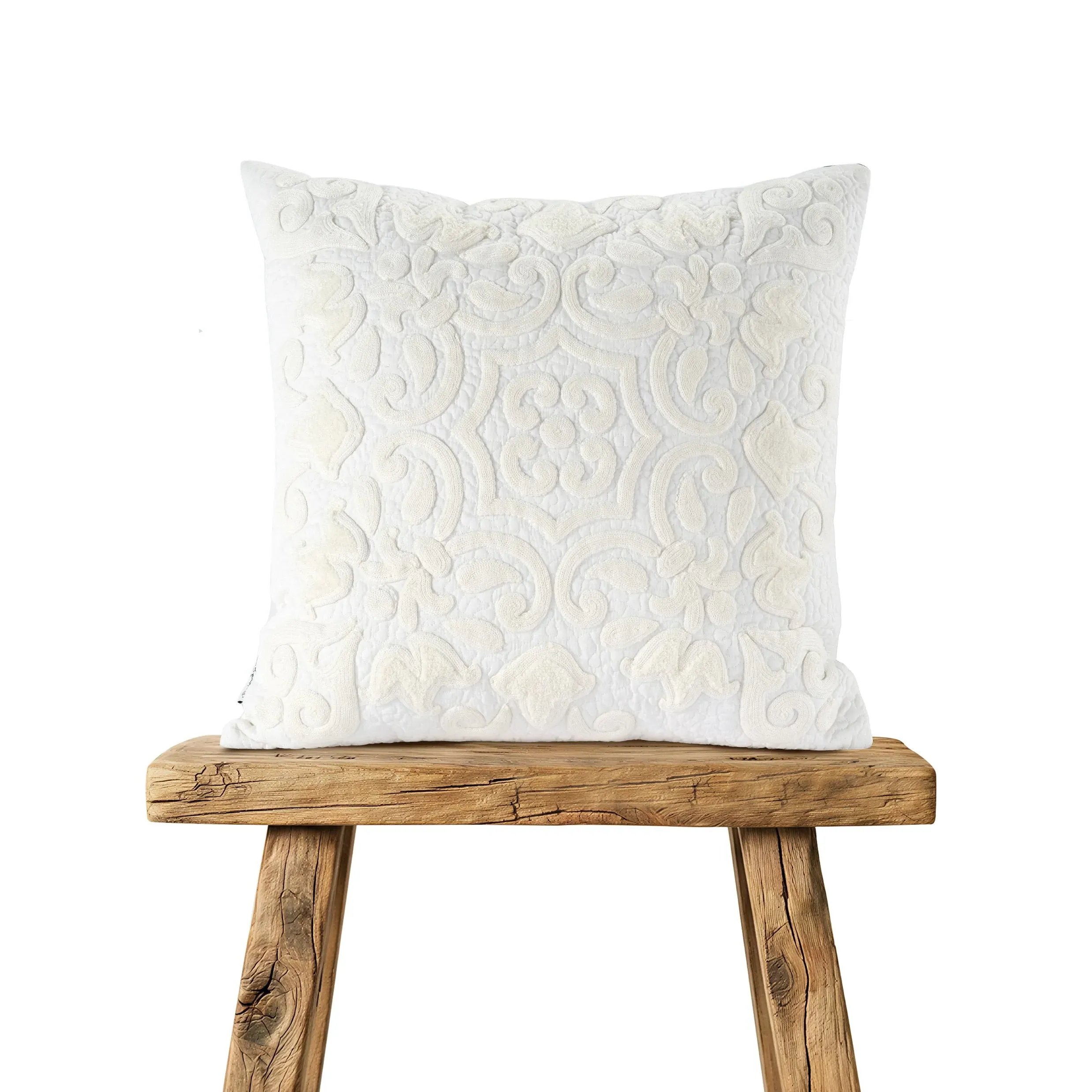 Harper Pair of Square Cushions with Infills - White, Cotton product