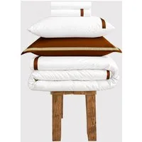 Heiress Single Bedding Set - White & Potter's Clay, Egyptian Cotton alternate view