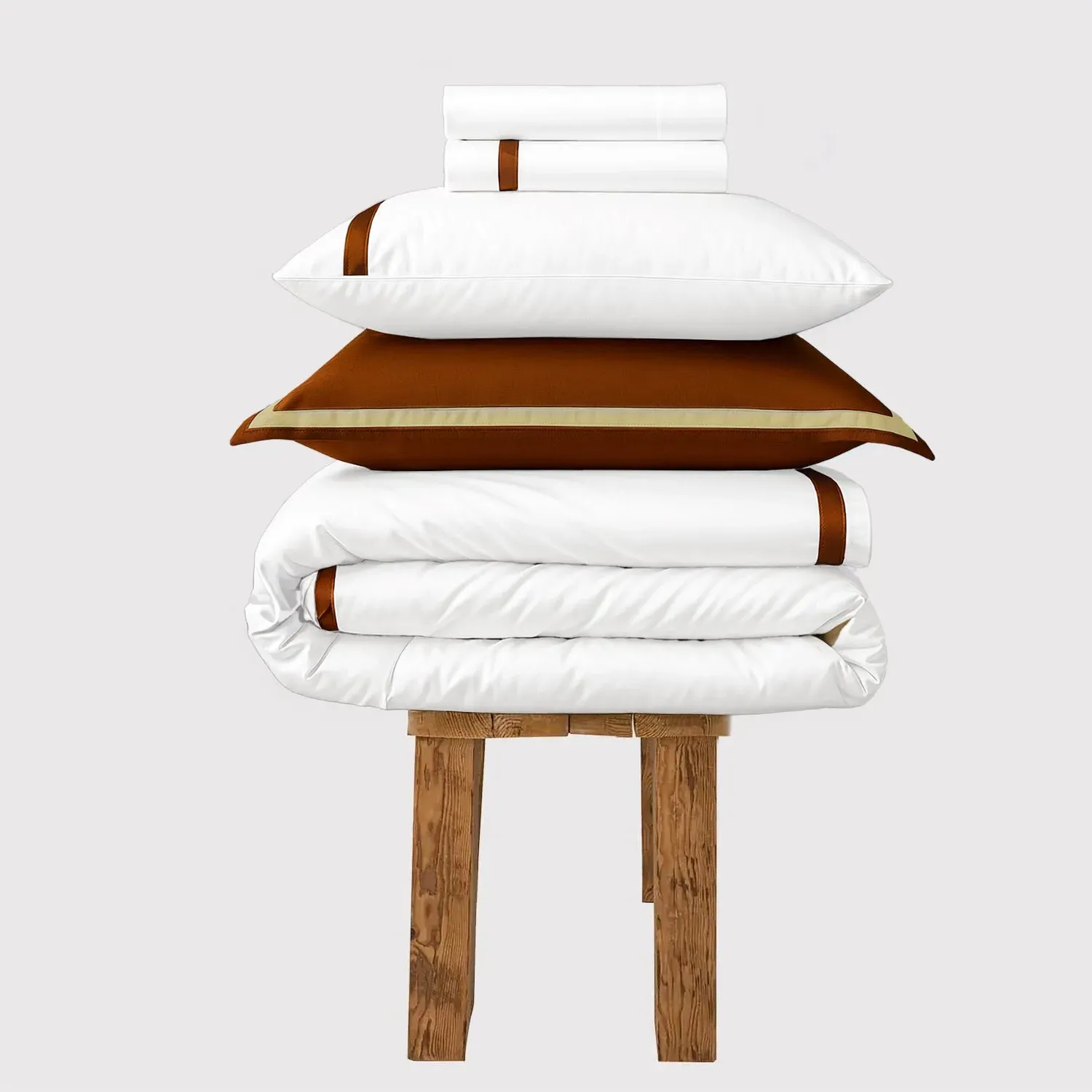 Heiress Single Bedding Set - White & Potter's Clay, Egyptian Cotton product