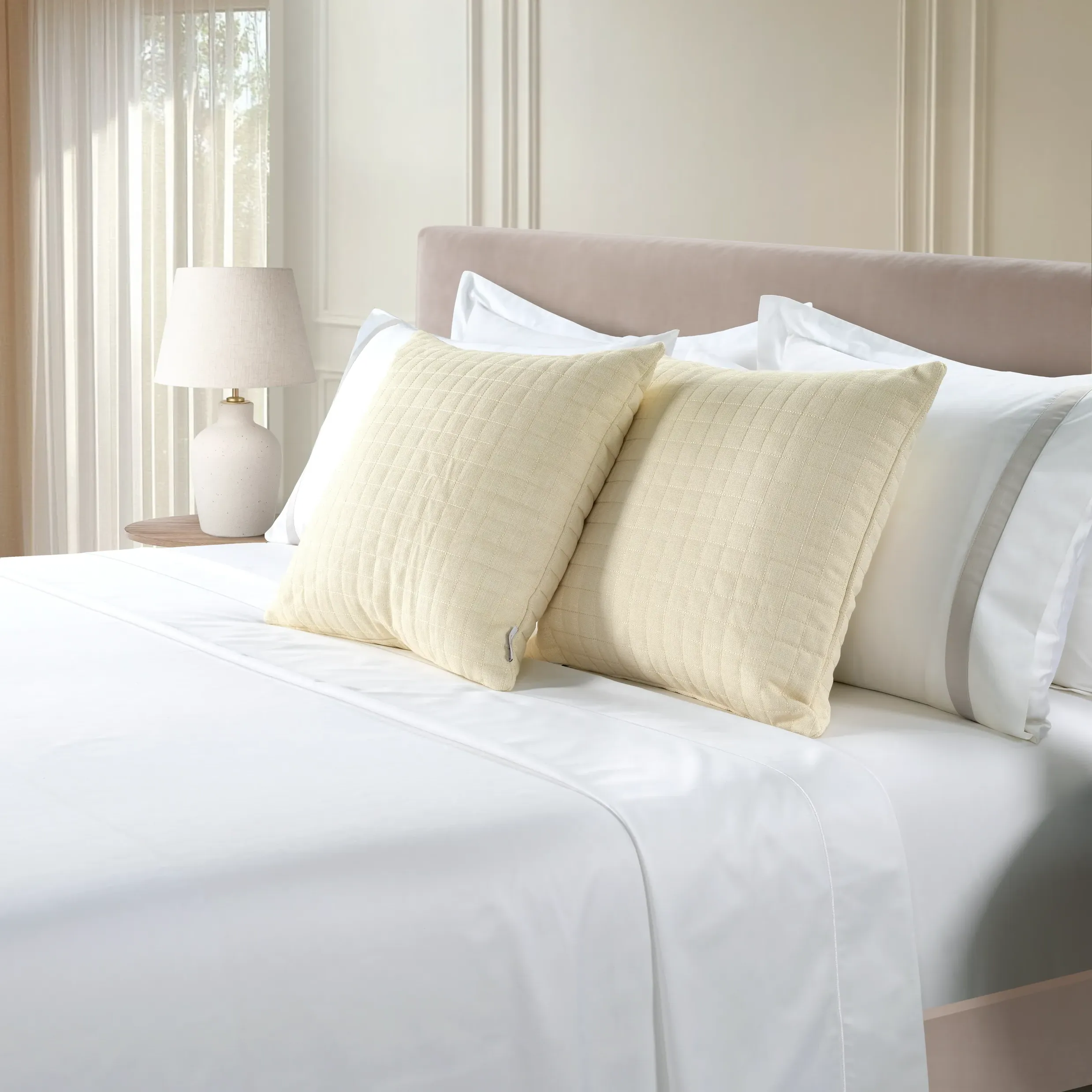 Helena Quilted Cushion Pair - White, Cotton Blend product