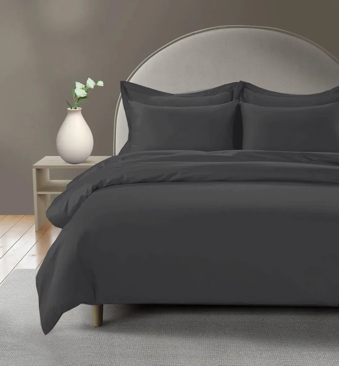 King Duvet Cover 300 Thread Count - Grey, Cotton