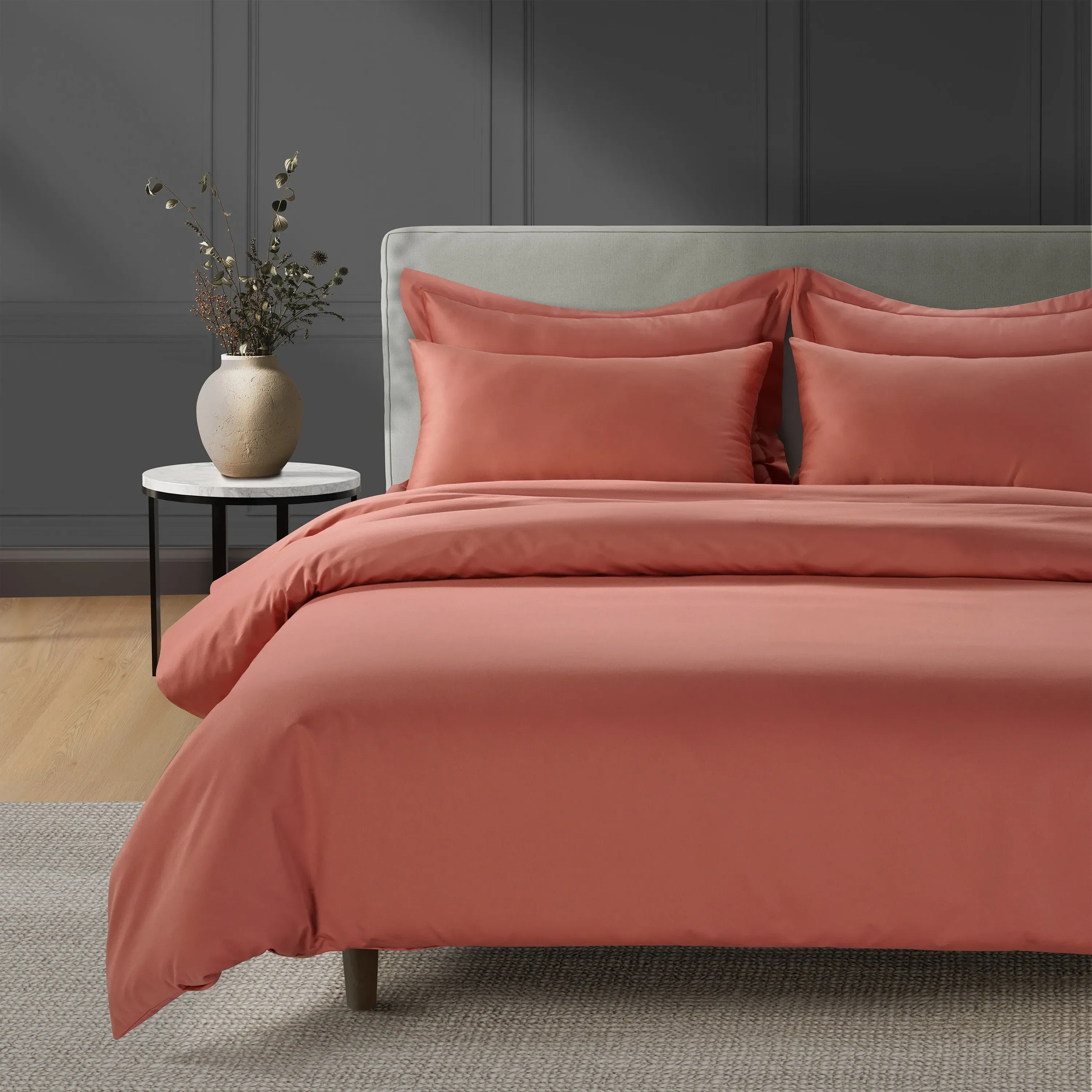 King Duvet Cover 300 Thread Count - Terra Cotta, Cotton