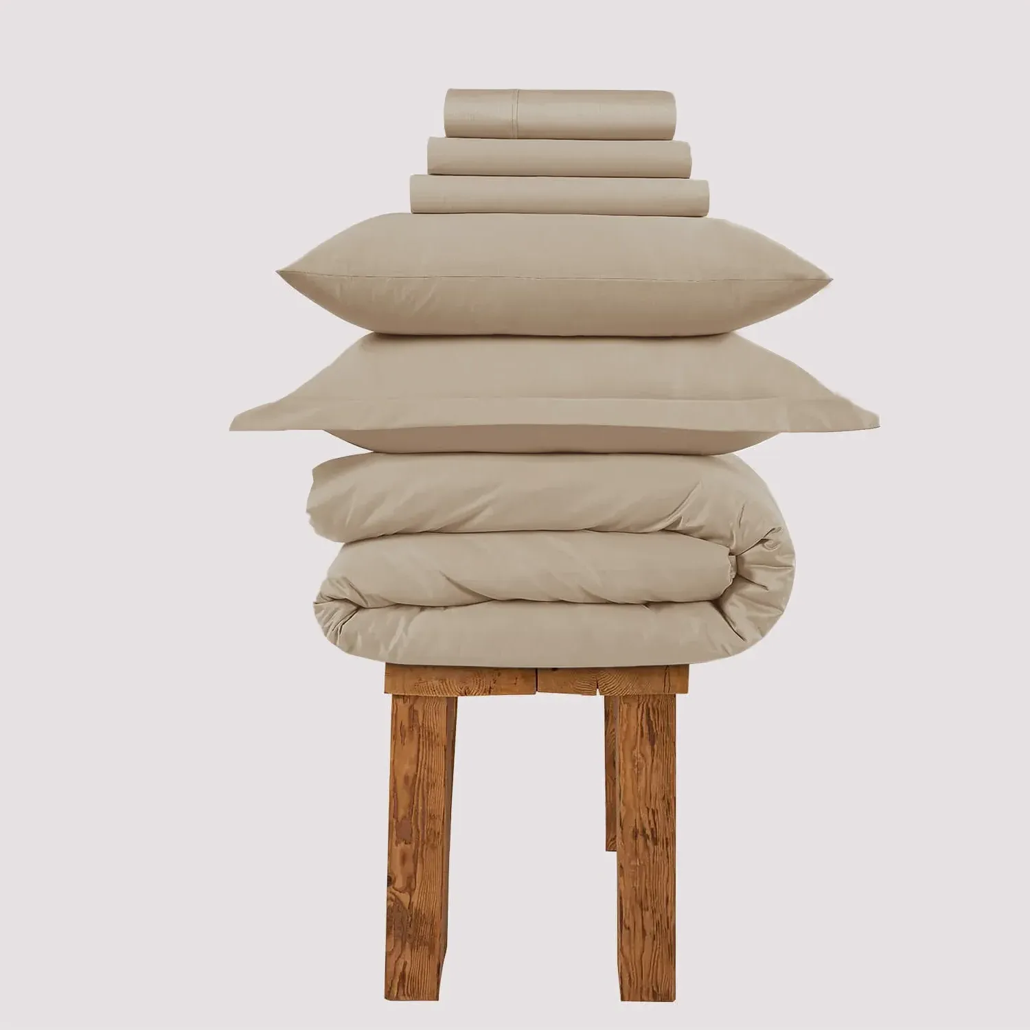 King Size Bedding Set Crease-Resistant - Bone, Cotton