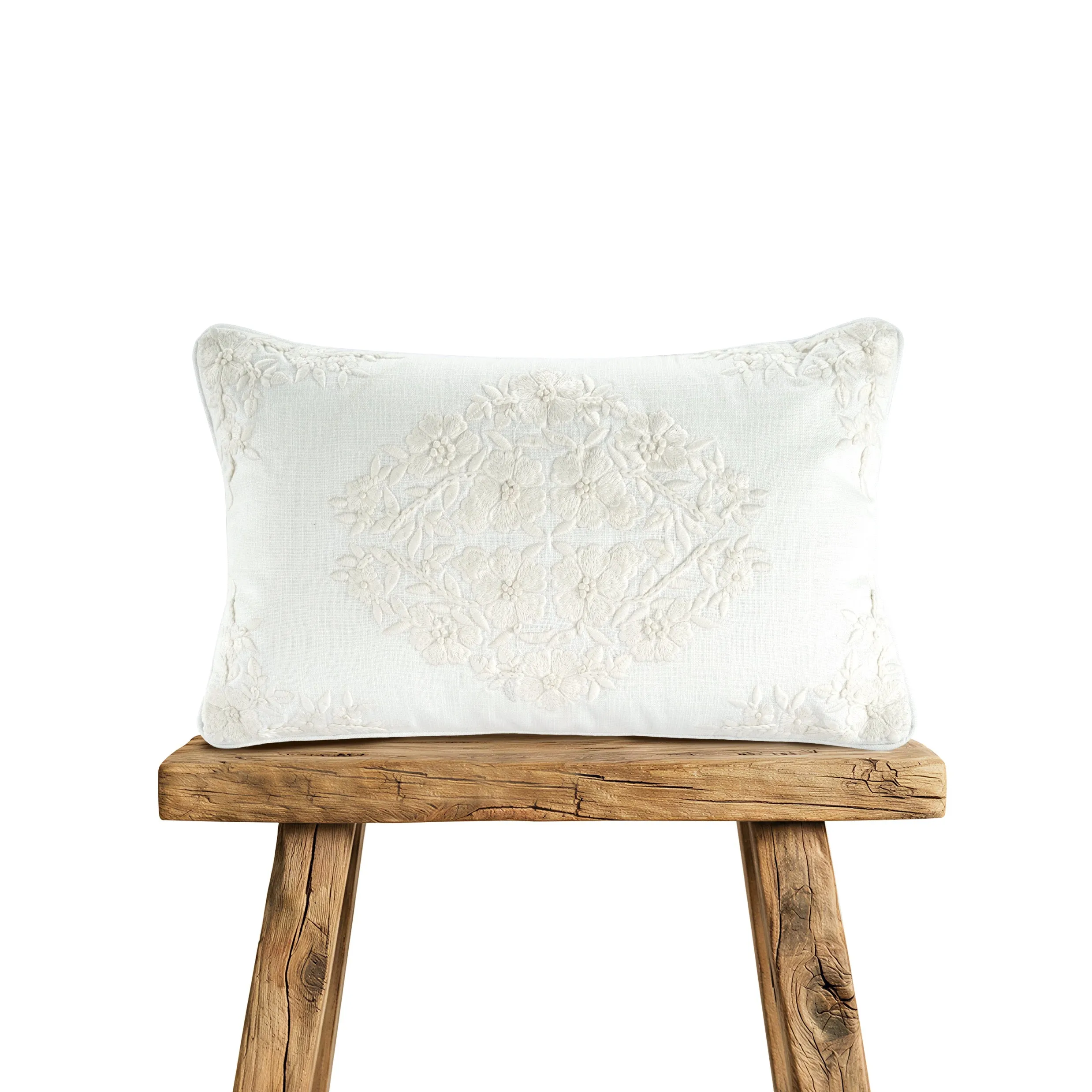 Leyla Lumbar Cushion - White, Cotton product