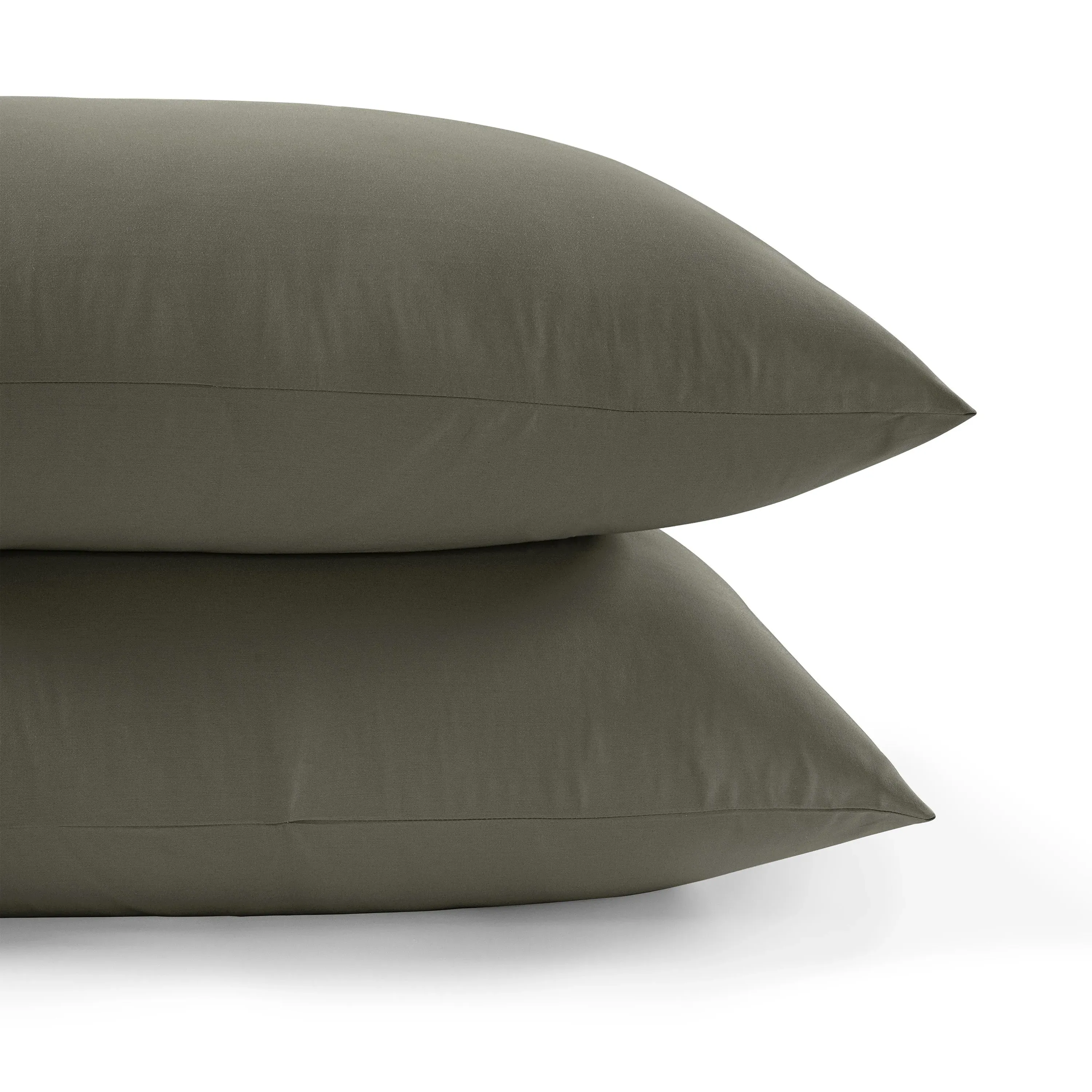Pair Pillowcases Oxford Style - Sage Green, Cotton