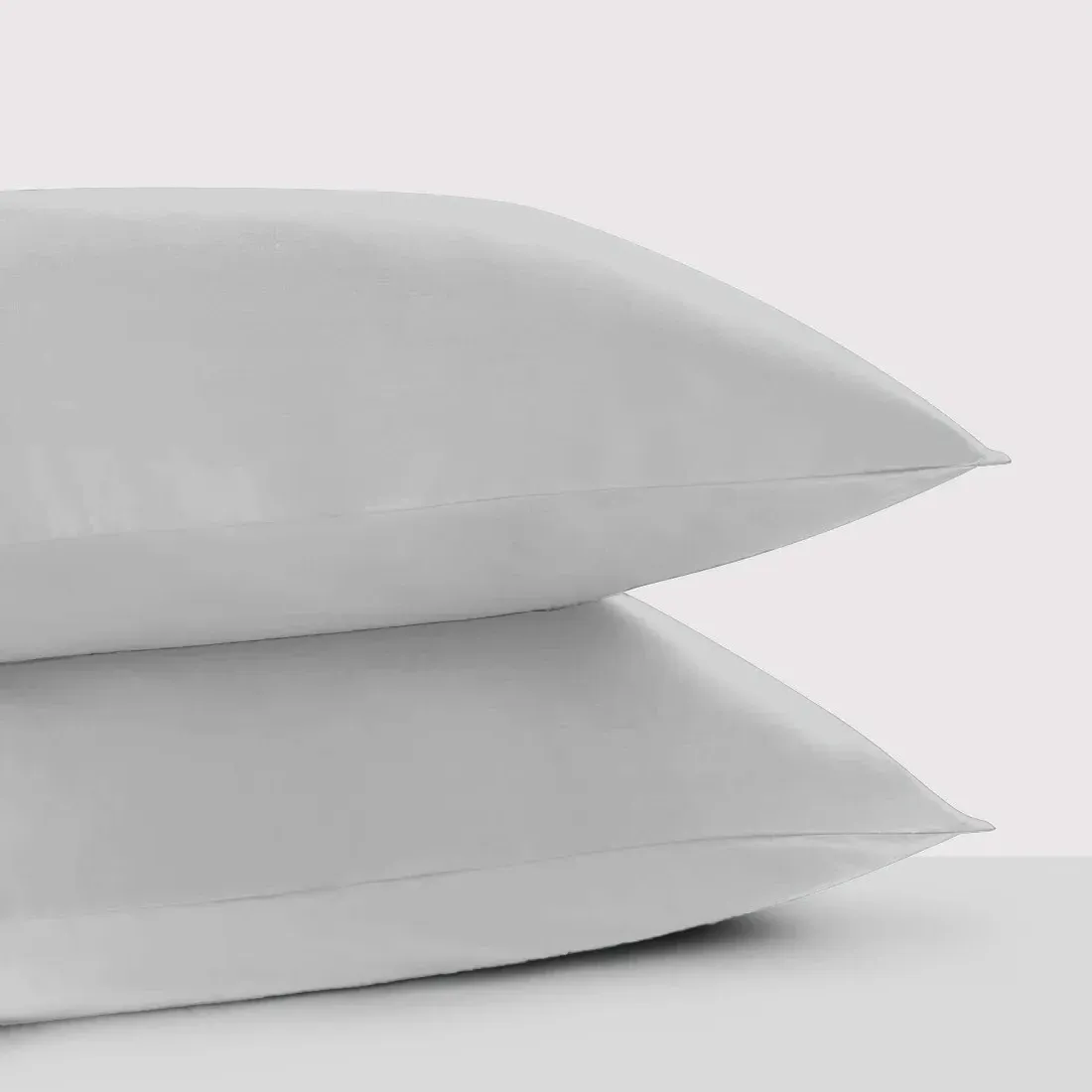 Pair Pillowcases Oxford Style - Silver Dove Grey, Cotton