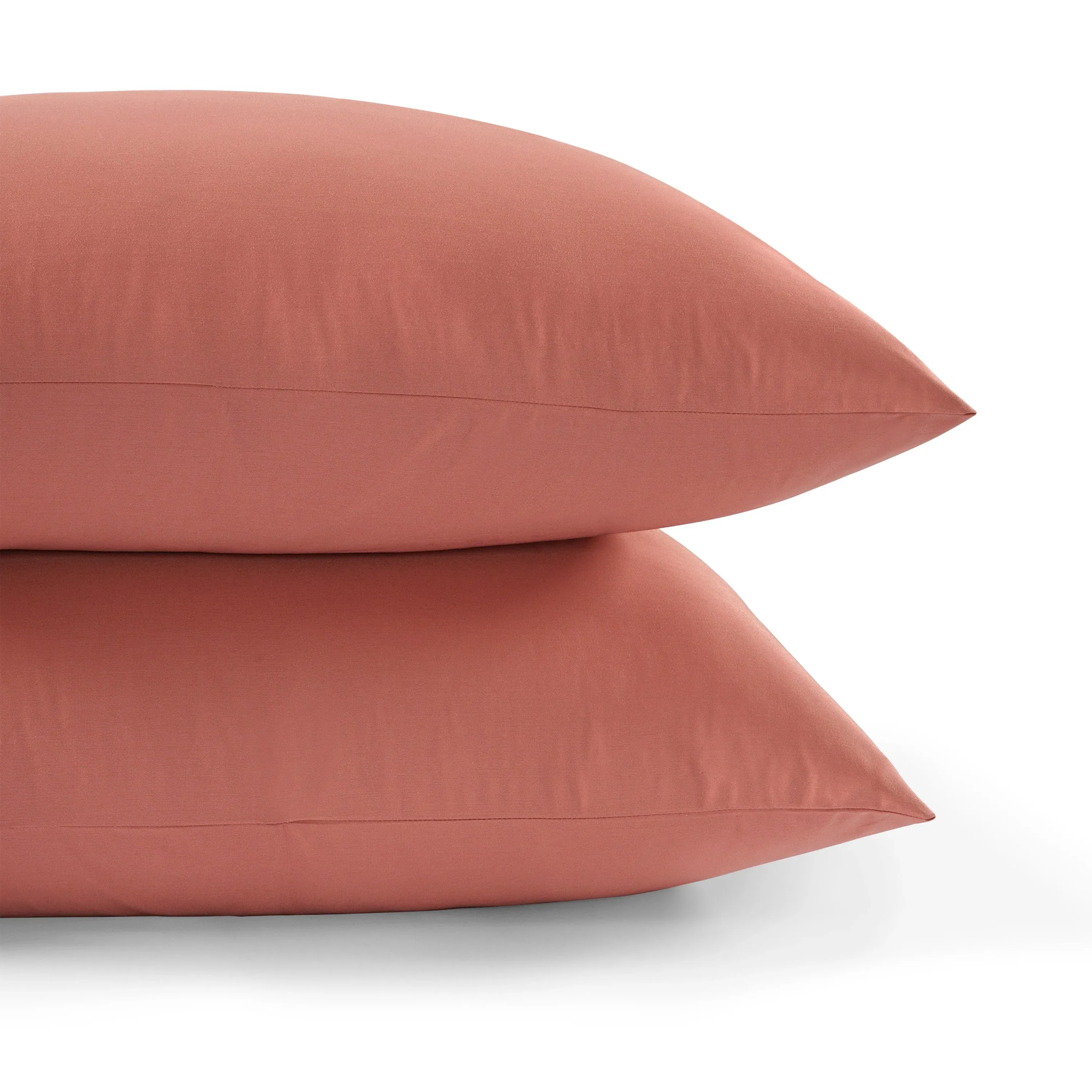 Pair Pillowcases Oxford Style - Terra Cotta, Cotton