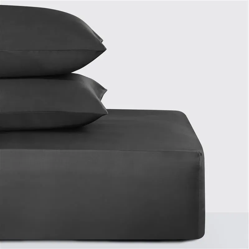 Peaceful Empress Single Fitted Sheet - Graphite Grey, Cotton Percale product