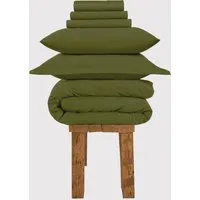Grand Splendour Lux Single Bedding Set - Olive Green, Cotton Sateen alternate view