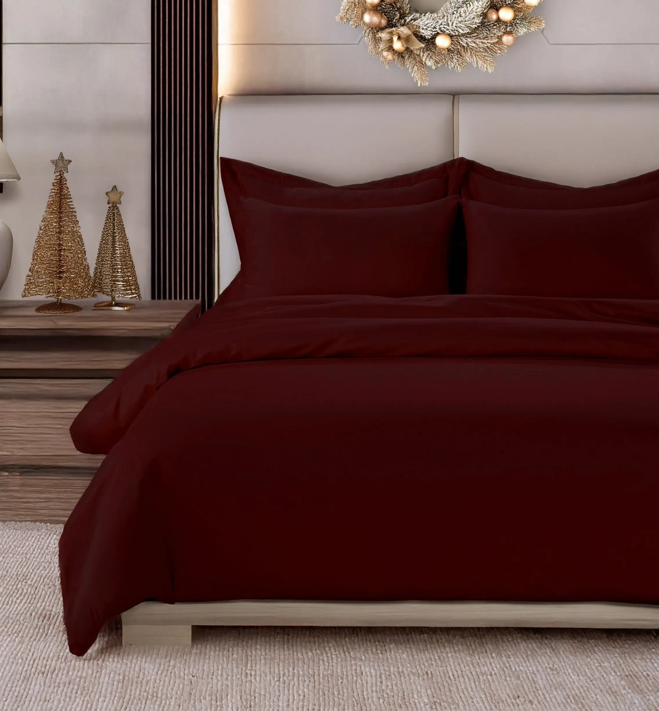 Single Duvet Cover 800 Thread Count - Burgundy image