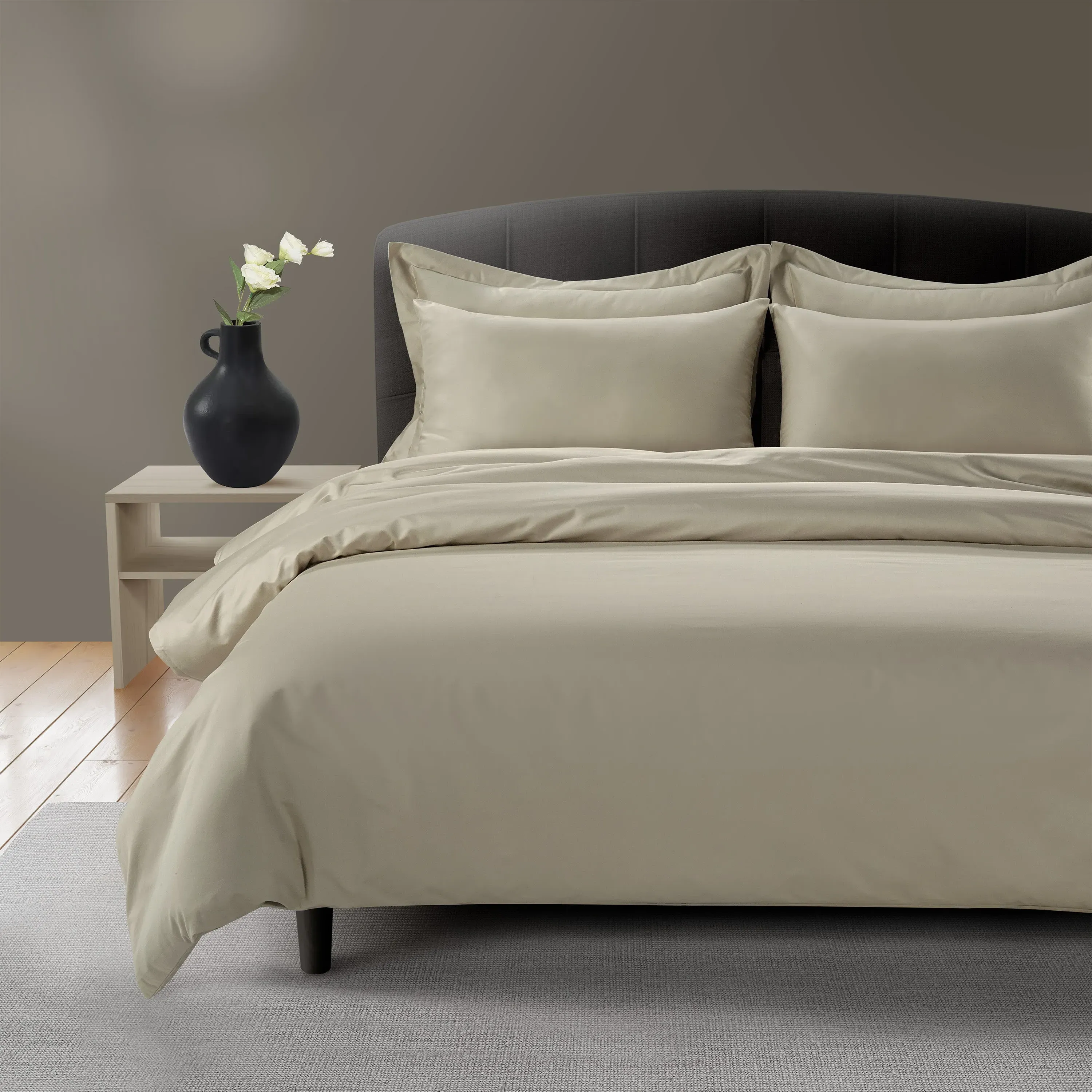 Single Duvet Cover 800 Thread Count - Oatmeal, Sateen