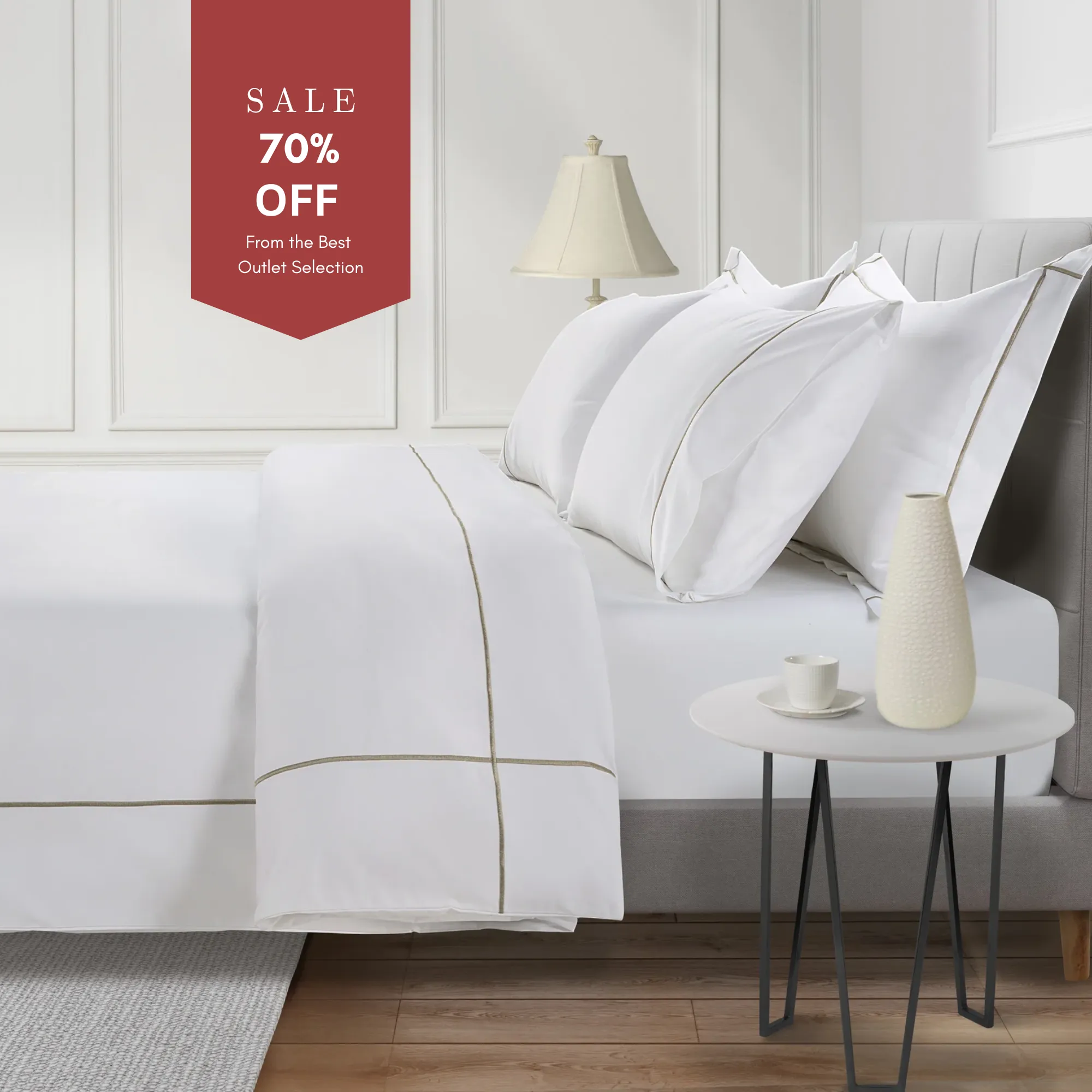 Single Duvet Cover 800 Thread Count - Taupe, Cotton
