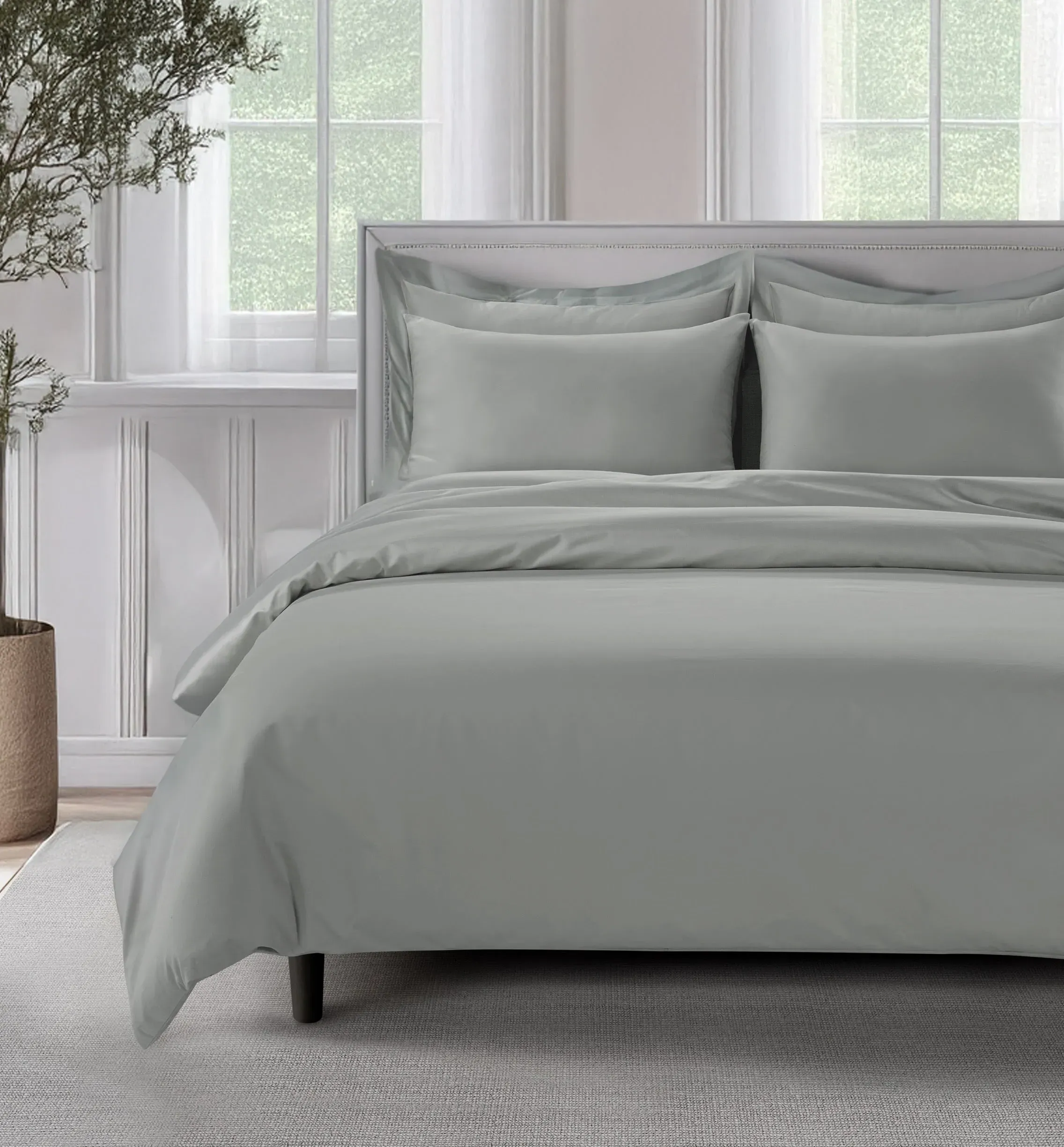 Single Duvet Cover Crease-Resistant - Grey, Cotton image