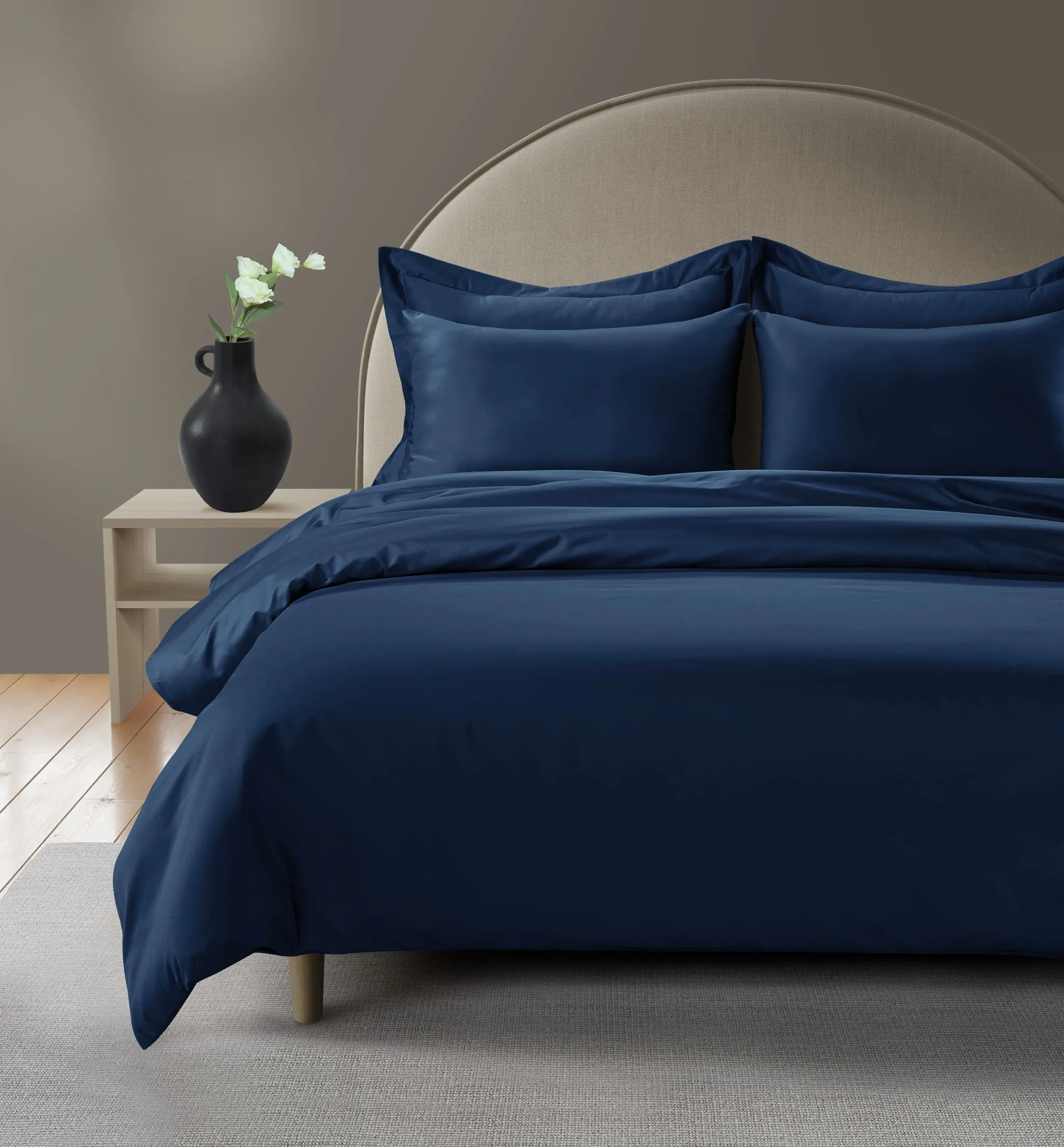 Single Duvet Cover - Navy, Egyptian Cotton image